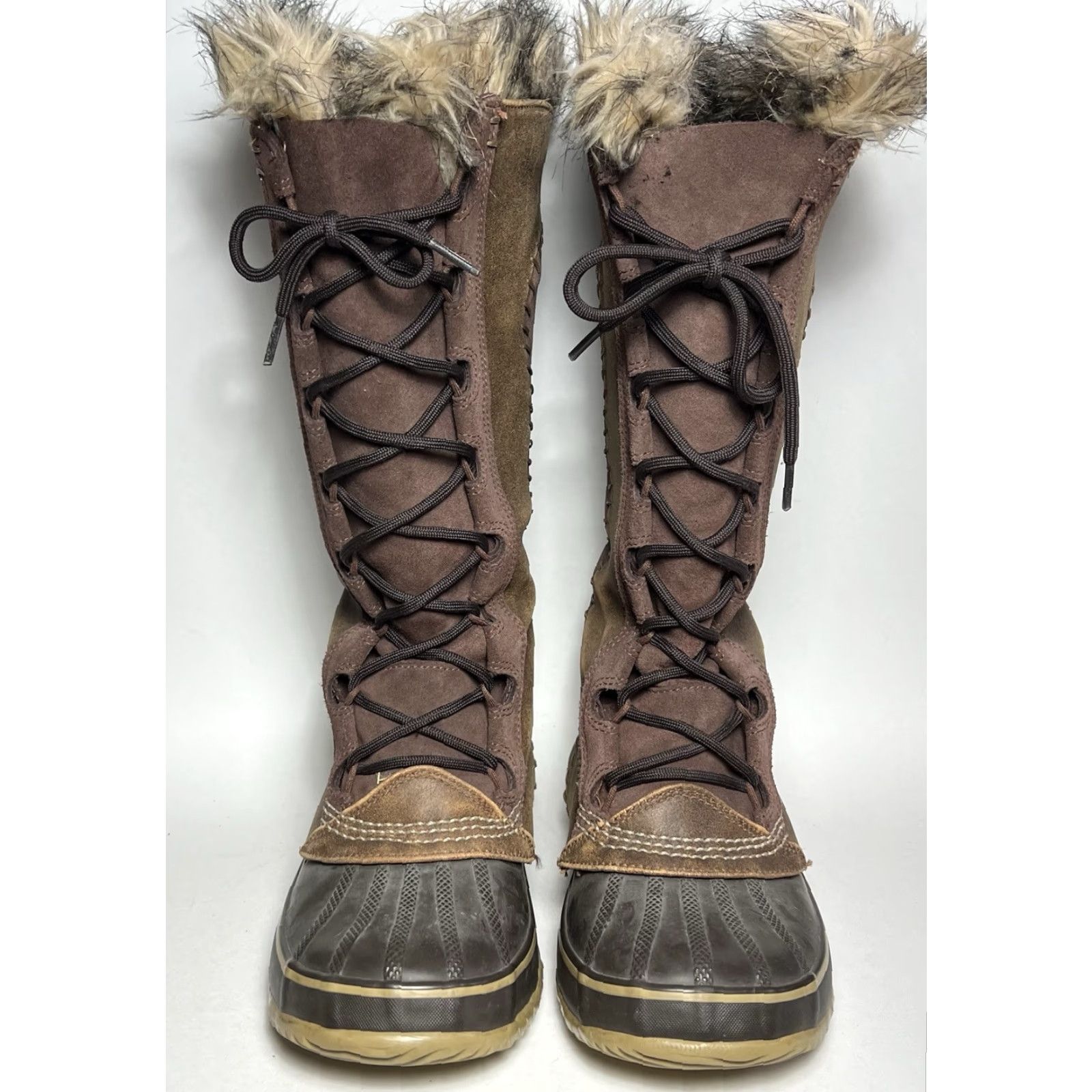 SOREL Sorel Cate The Great Boots Womens Knee High Winter Fur Lace Up Waterproof Insulated 14.75” Brown Size 7 NL1572-256 Size US 7 / IT 37 - 4 Thumbnail