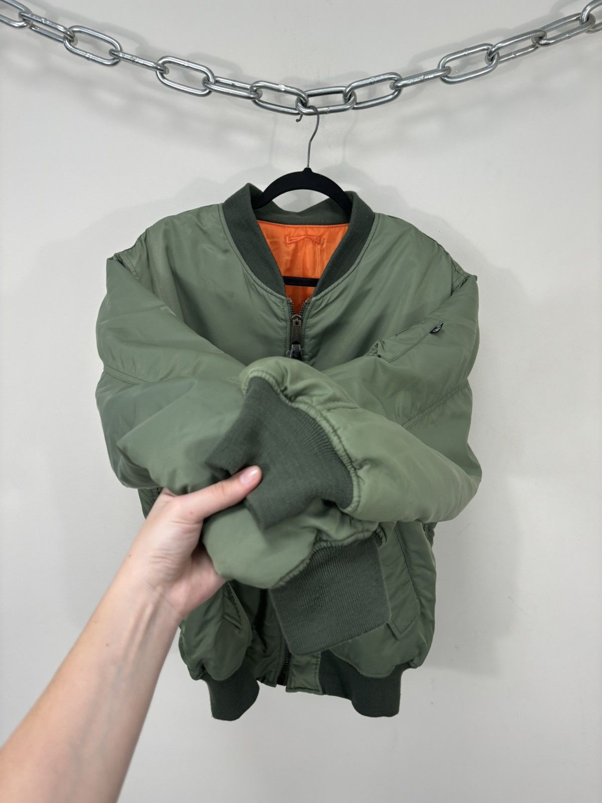 Vintage Vintage MA-1 Olive Green Reversible Flight Bomber Jacket Size US M / EU 48-50 / 2 - 14 Thumbnail