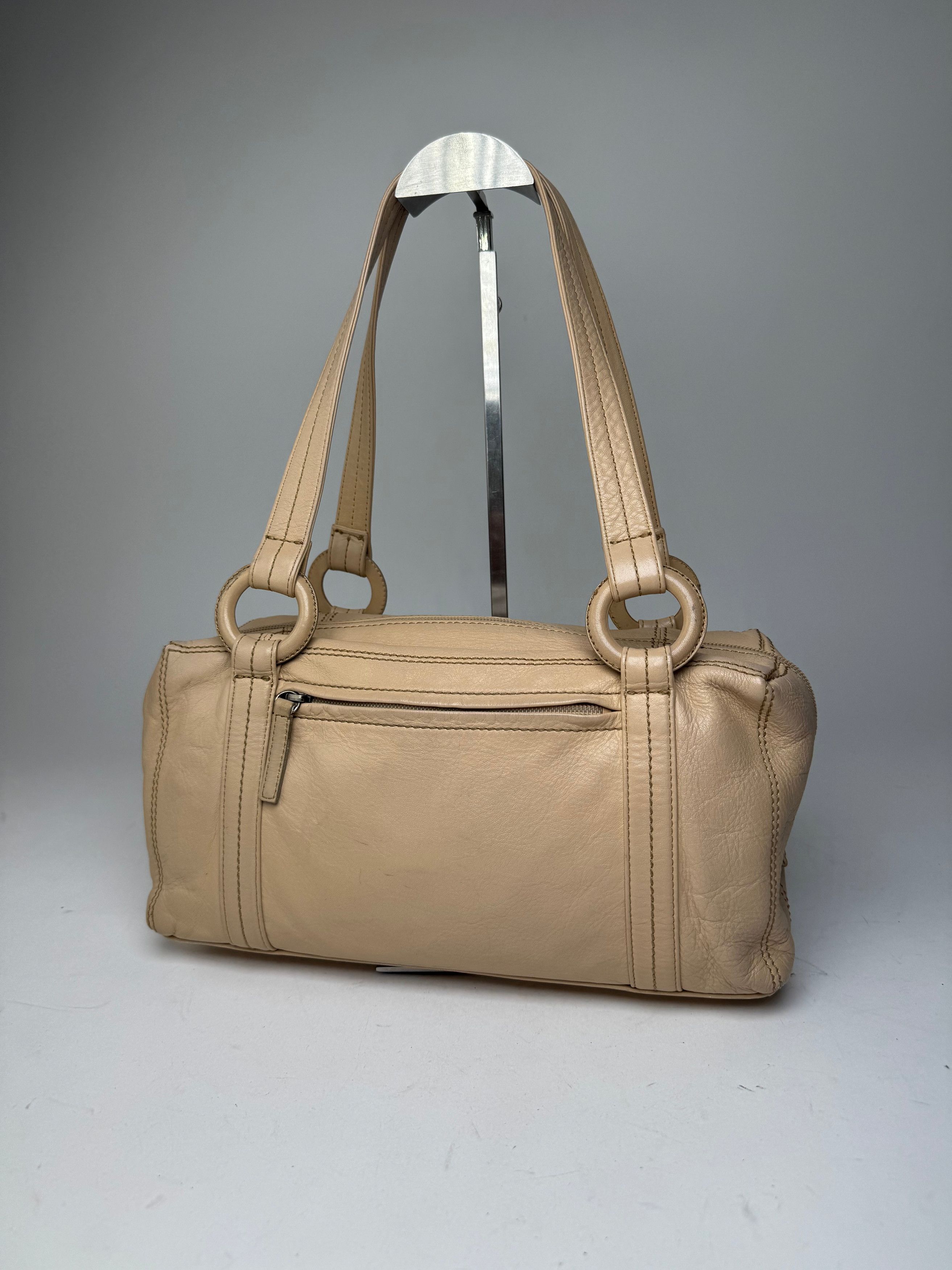 Issey Miyake Vintage Leather Handbag Beige Size ONE SIZE - 1 Thumbnail