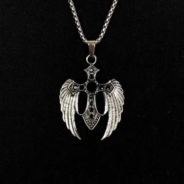 VIBE Wings Cross Necklace Crystal Chain Punk Gothic Size ONE SIZE - 5 Thumbnail