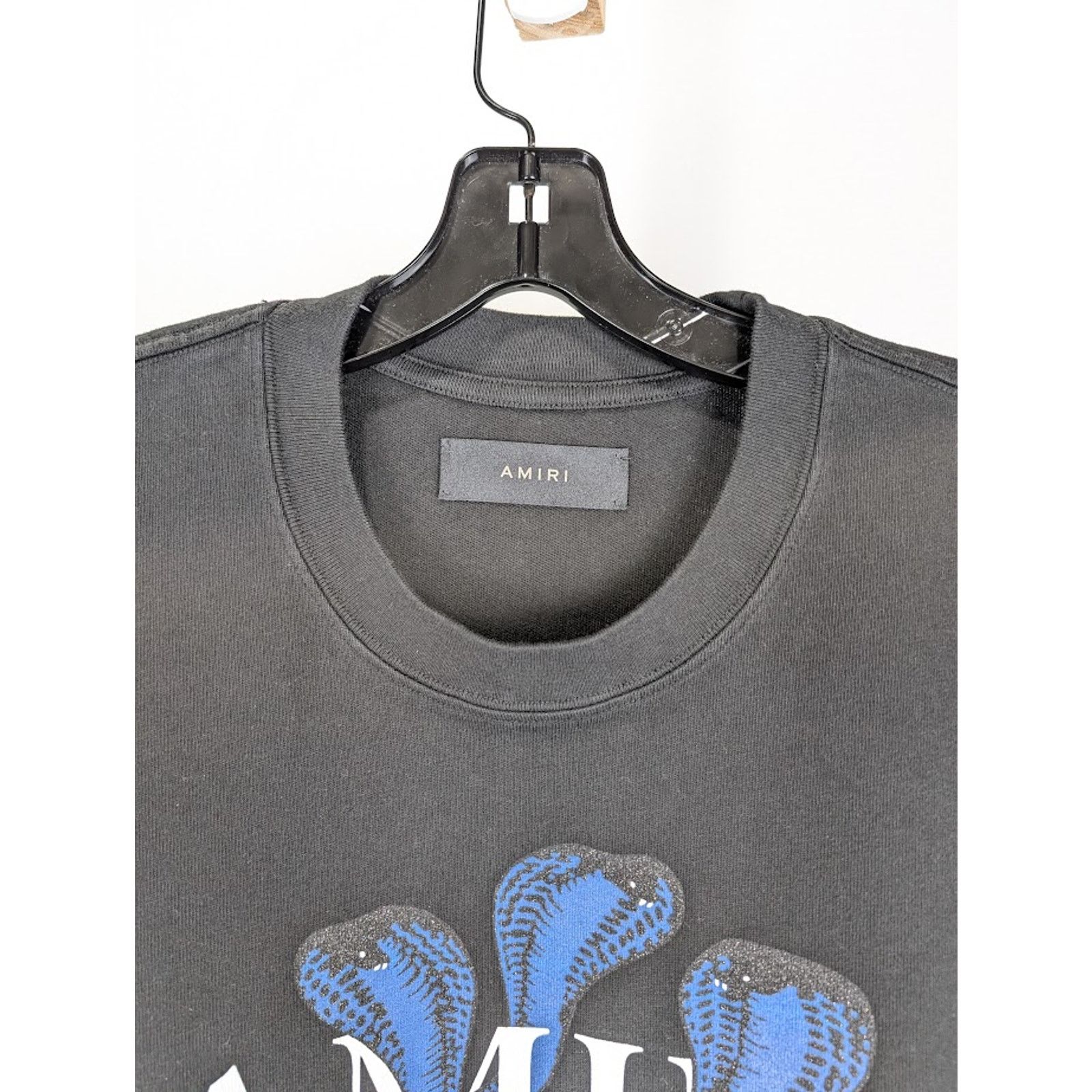 Amiri o1rshd1 Q:5 / Glitter Snake Short Sleeve T-Shirt Black/Blue Size US M / EU 48-50 / 2 - 3 Thumbnail