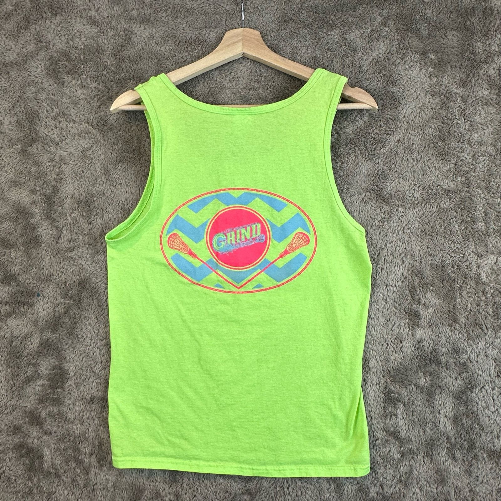Fruit Of The Loom Grind Lacrosse Tank Top Tee Neon Green Heavy Cotton HD S Size US S / EU 44-46 / 1 - 2 Thumbnail