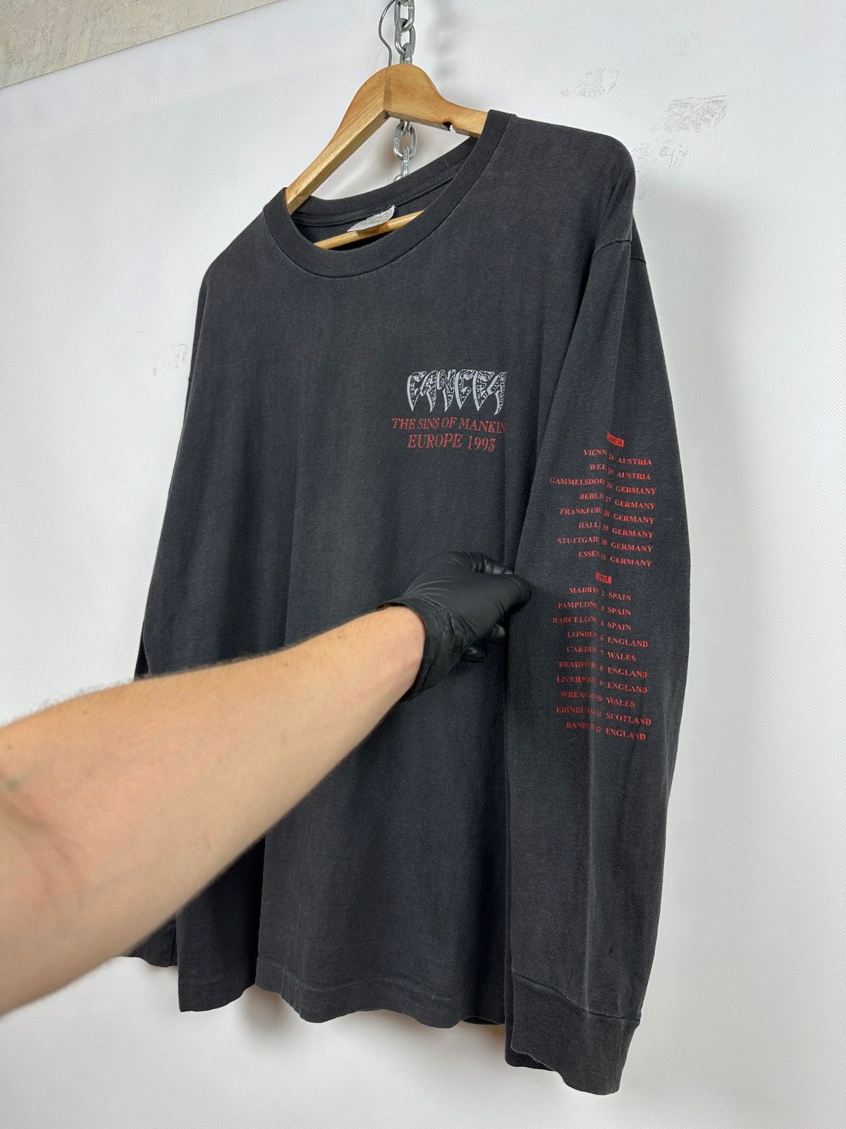 Band Tees 1993 Vintage Cancer Sins Of Mankind Long Sleeve T-Shirt Size US XL / EU 56 / 4 - 20 Thumbnail
