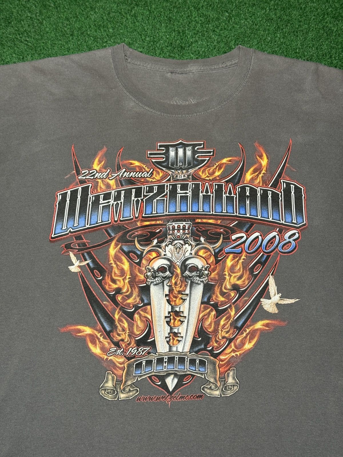 Vintage Biker Flame Long Sleeve Y2K Motorcycle XL Boxy 26x30 T Shirt Size US XL / EU 56 / 4 - 2 Thumbnail