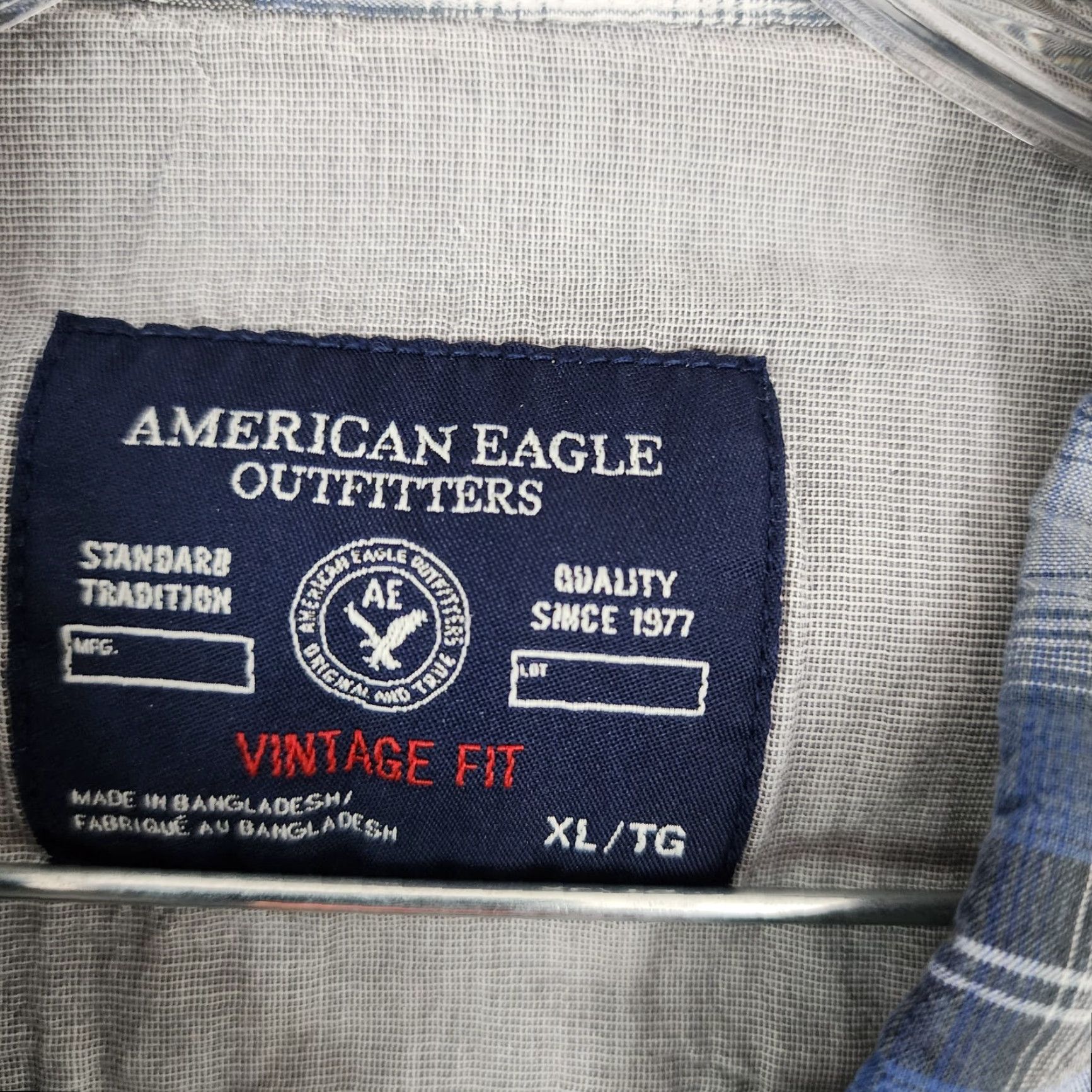 American Eagle Outfitters American Eagle Shirt Blue Plaid Long Sleeve Button Up Snap XL Mens Size US XL / EU 56 / 4 - 4 Thumbnail