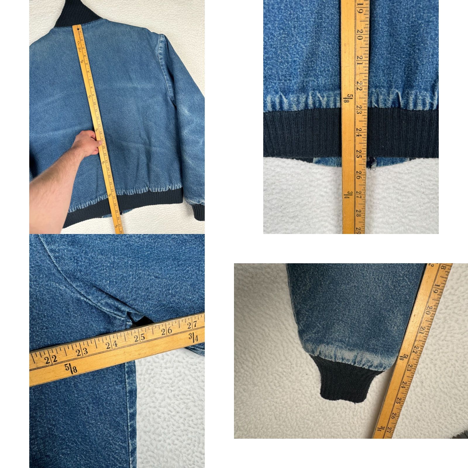 Vintage VINTAGE OshKosh B'gosh Bomber Jacket Denim Men's Medium - Faded Distressed, Blue, Zipper, Outdoor, 90s, Jacket, Mens Size US M / EU 48-50 / 2 - 9 Thumbnail