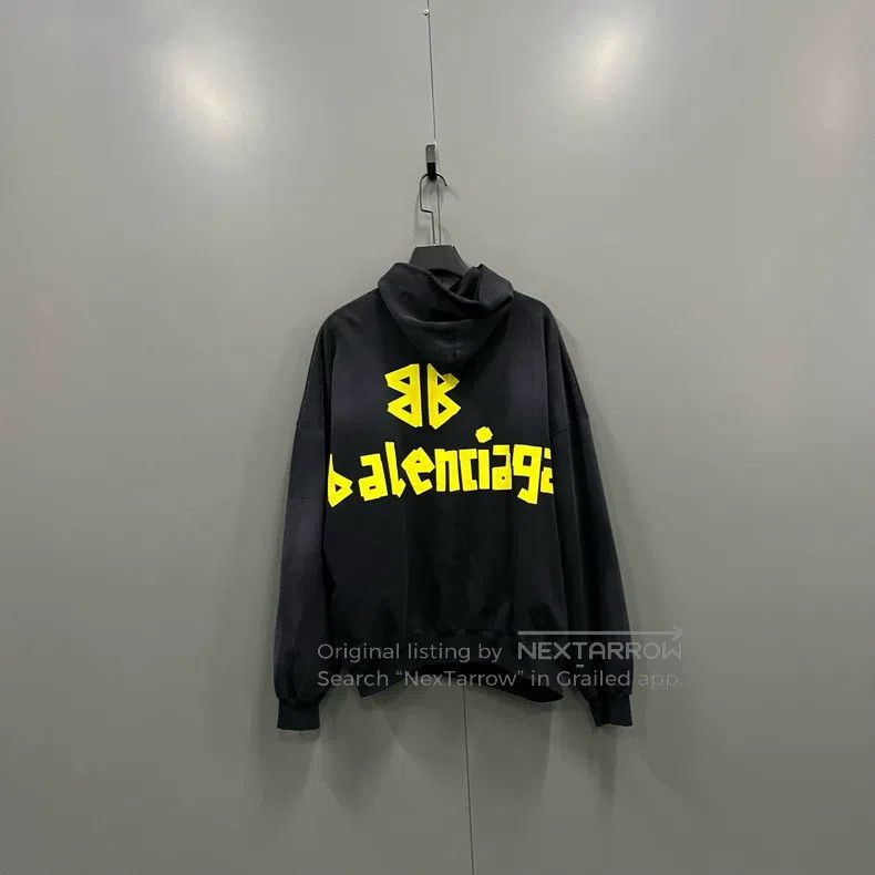Balenciaga Balenciaga Patchwork Distressed Tape Logo Hoodie Size US M / EU 48-50 / 2 - 2 Thumbnail