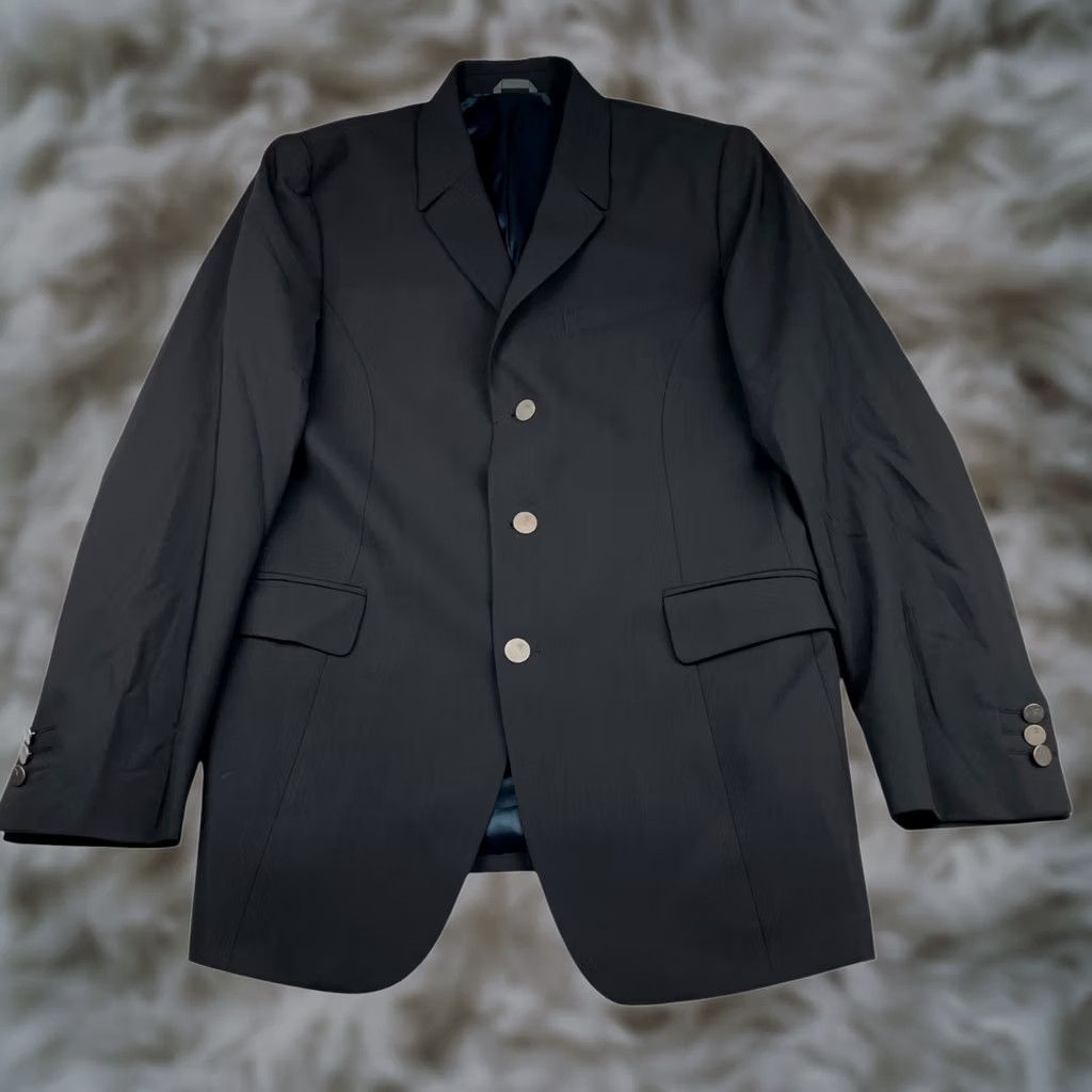 Thierry Mugler Thierry Muggler Men’s Suit 2 Piece Black 100% Wool 3-Button Blazer Flat Front Pants Long 42L US 52 EU Mens Size 34R - 1 Thumbnail