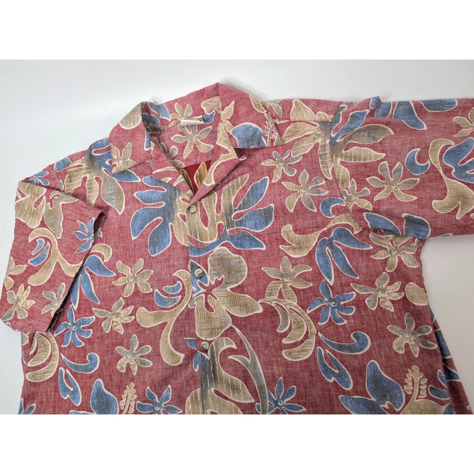 Vivobarefoot VTG Go Barefoot Hawaiian Aloha Shirt Mens Large Red Floral Reverse Collar Button-Up Short Sleeve Size US L / EU 52-54 / 3 - 2 Thumbnail
