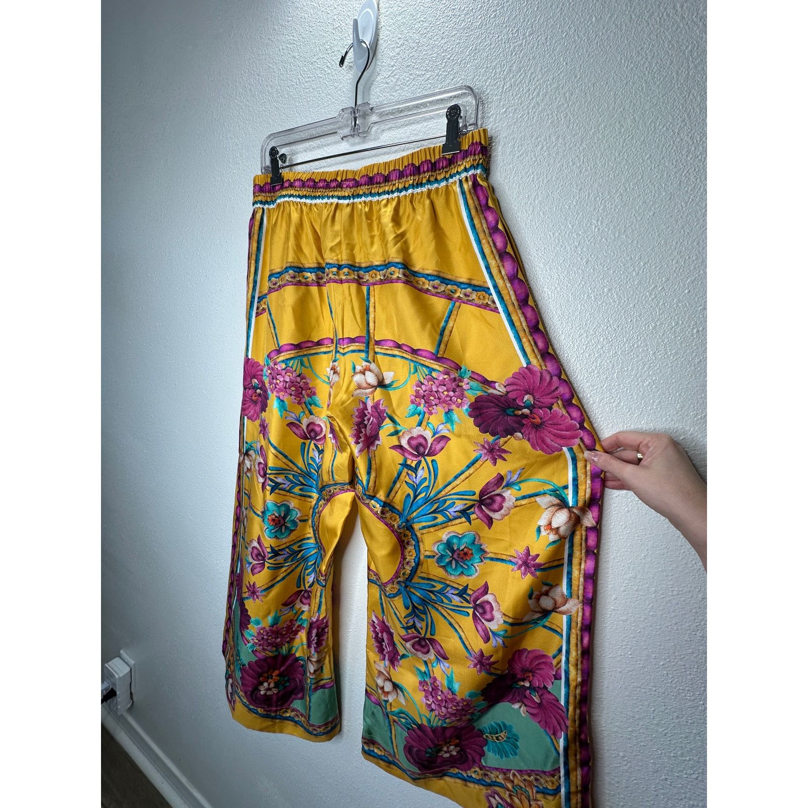 La DoubleJ La DoubleJ Yellow Multi-Color Printed Silk Palazzo Pant XL Size 36" / US 14 / IT 50 - 10 Thumbnail