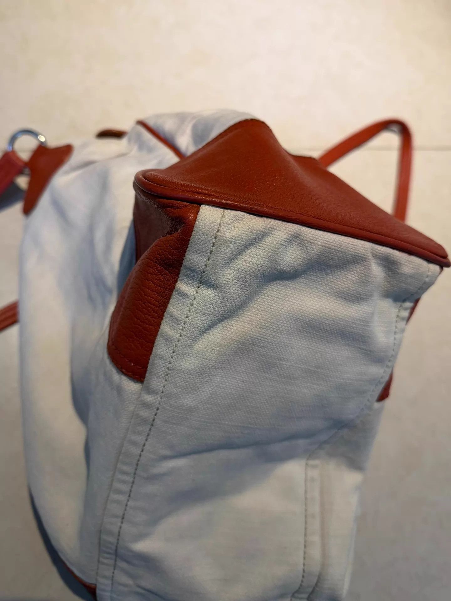 Prada Prada Bicolor Nylon Tote White/Orange Logo Pockets Unisex Size ONE SIZE - 5 Thumbnail