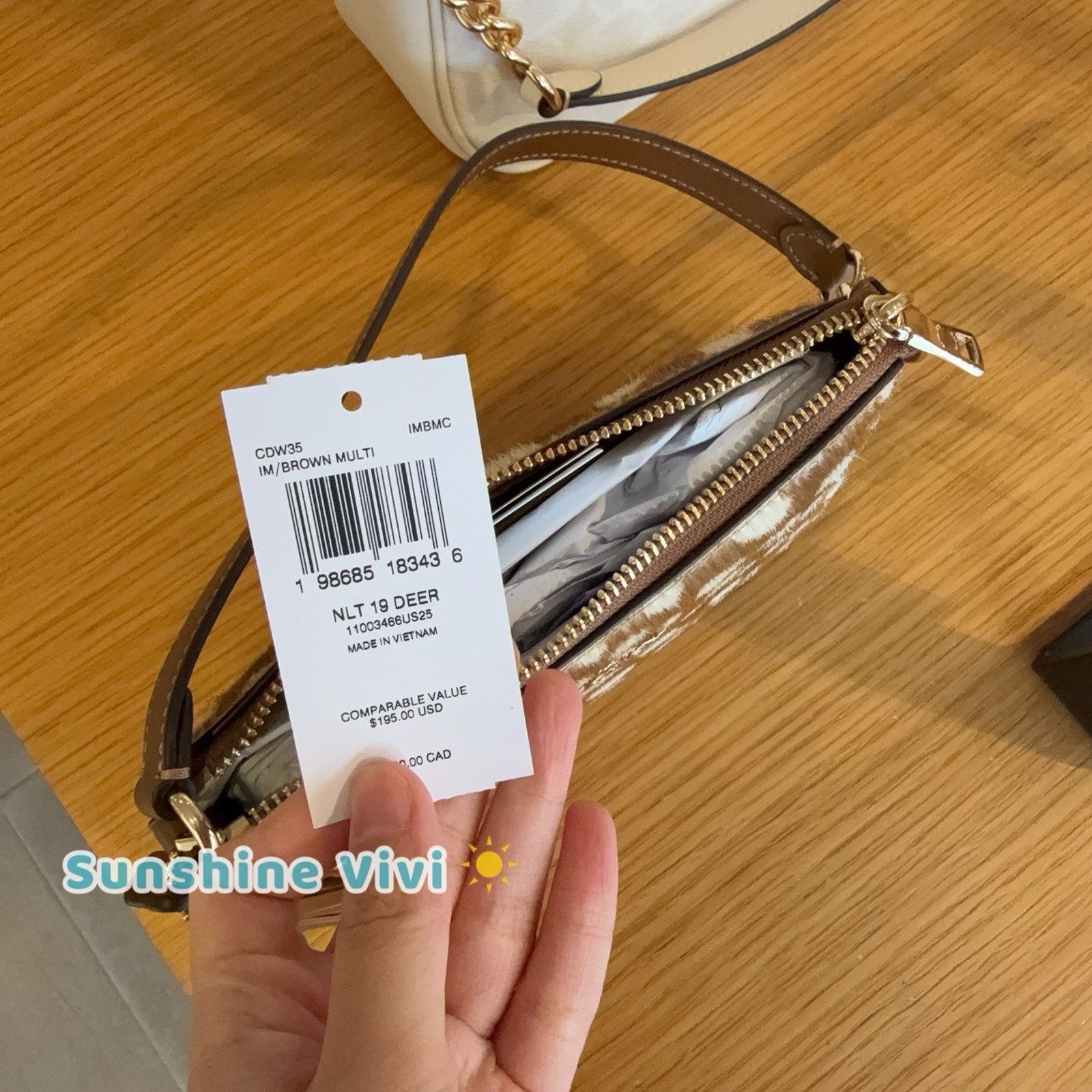 Coach NWT Coach Nolita 19 With Deer Print CDW35 Gold/Brown Leather Size ONE SIZE - 4 Thumbnail