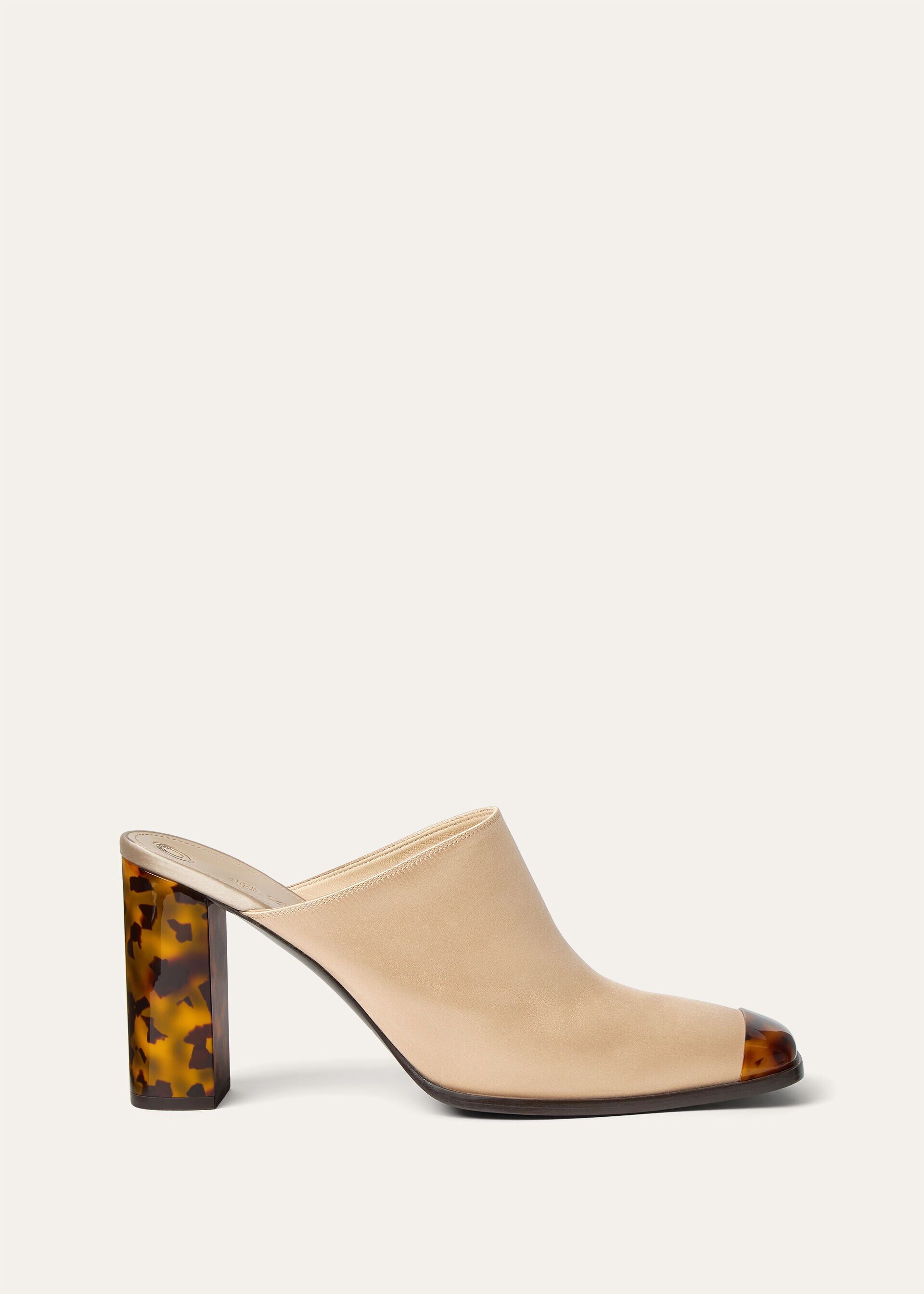 Loro Piana os11x0326 FAR1163 Alba Heeled Mules in Vanilla Gleam Size US 7 / IT 37 - 1 Thumbnail