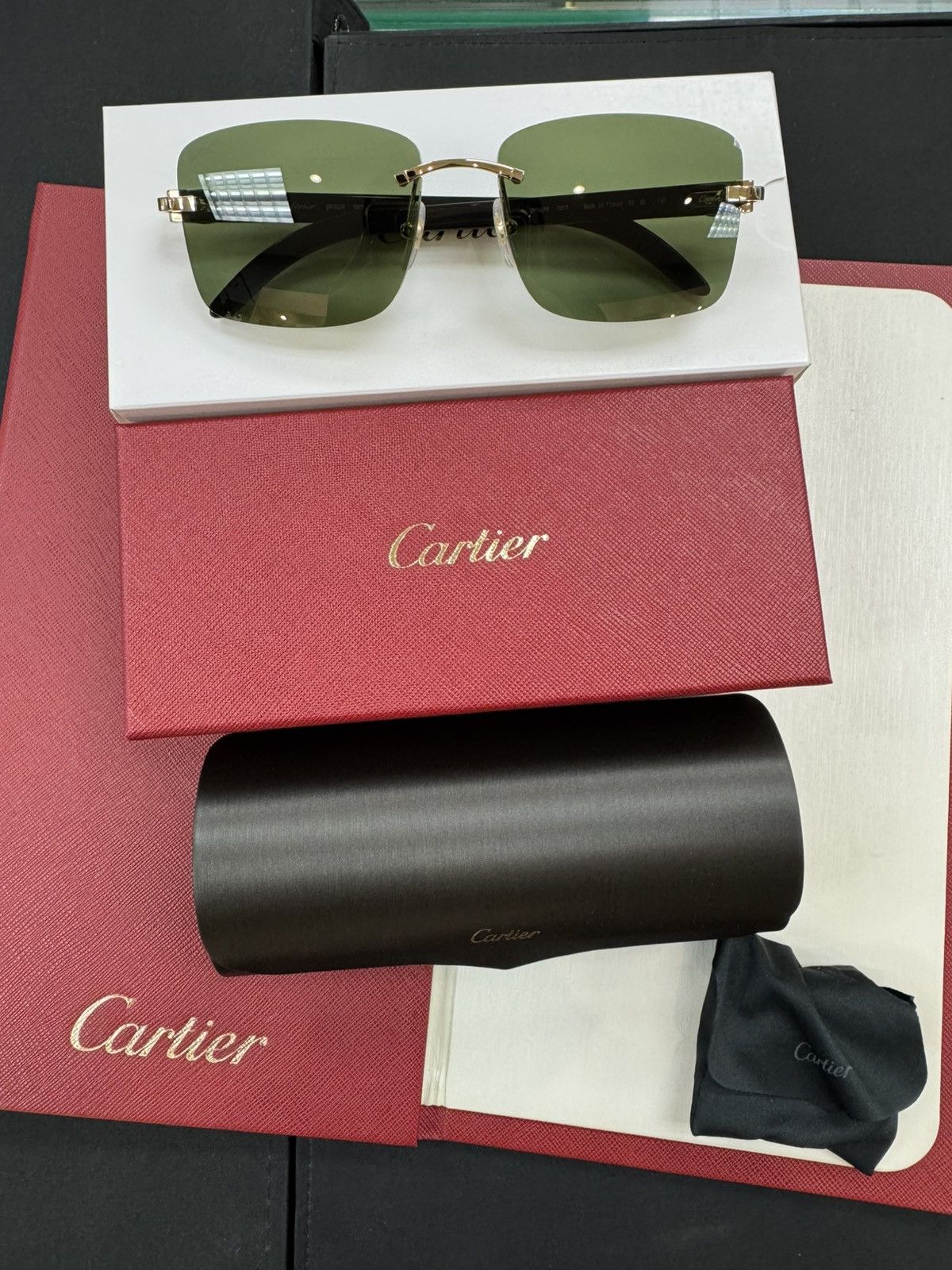 Cartier Cartier White Buffalo Horn Sunglasses Diamond Cut White Buff Size ONE SIZE - 3 Thumbnail