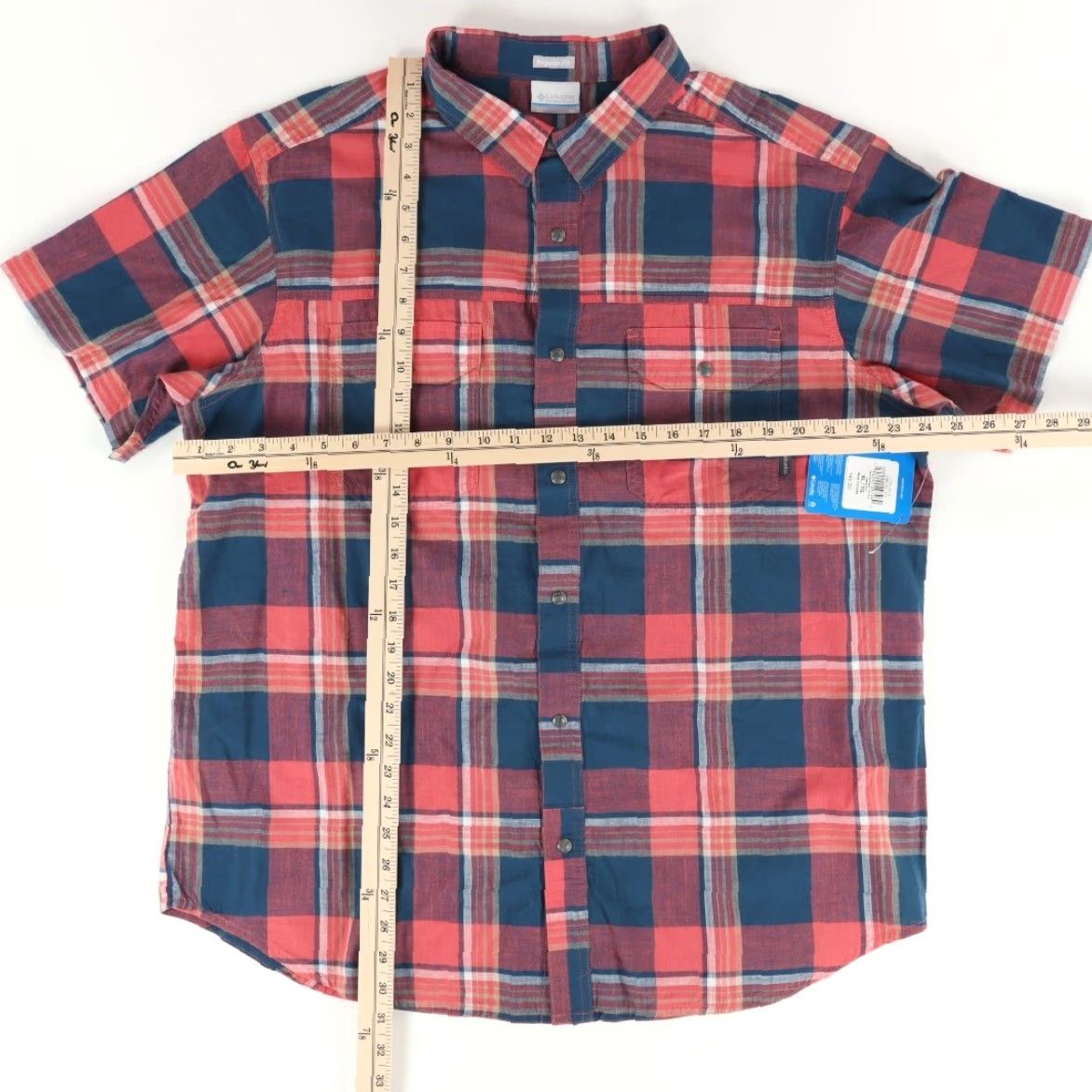 Vintage Columbia Shirt Men's XL Red Leadville Ridge Pearl Snap Cotton Plaid Size US XL / EU 56 / 4 - 3 Thumbnail