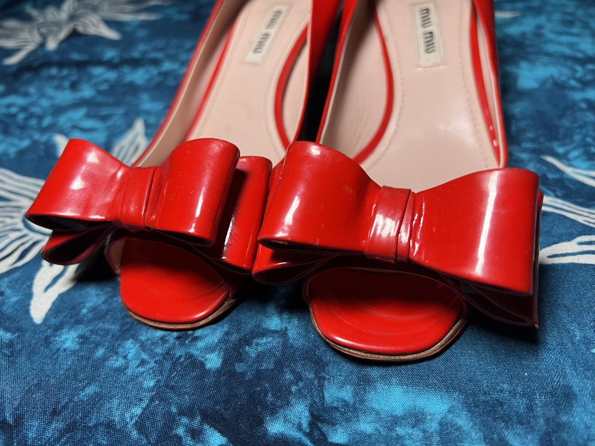 Miu Miu Miu Miu Red Patent Leather Block Heel Pumps Y2K Size US 4 / IT 34 - 4 Thumbnail