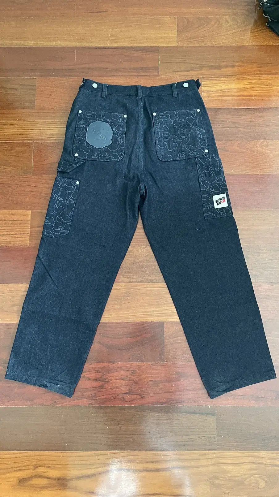 Bape Camo Patch Denim Double Knee Work Pants Size US 33 - 2 Thumbnail