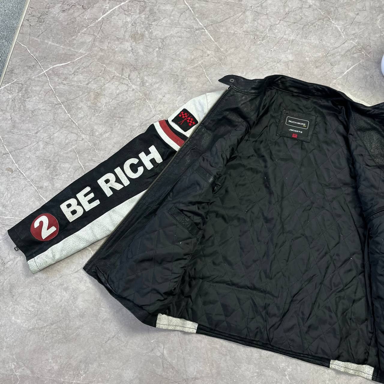 Japanese Brand Vintage Much More White/Black Racing Leather Moto Jacket Size US M / EU 48-50 / 2 - 21 Thumbnail