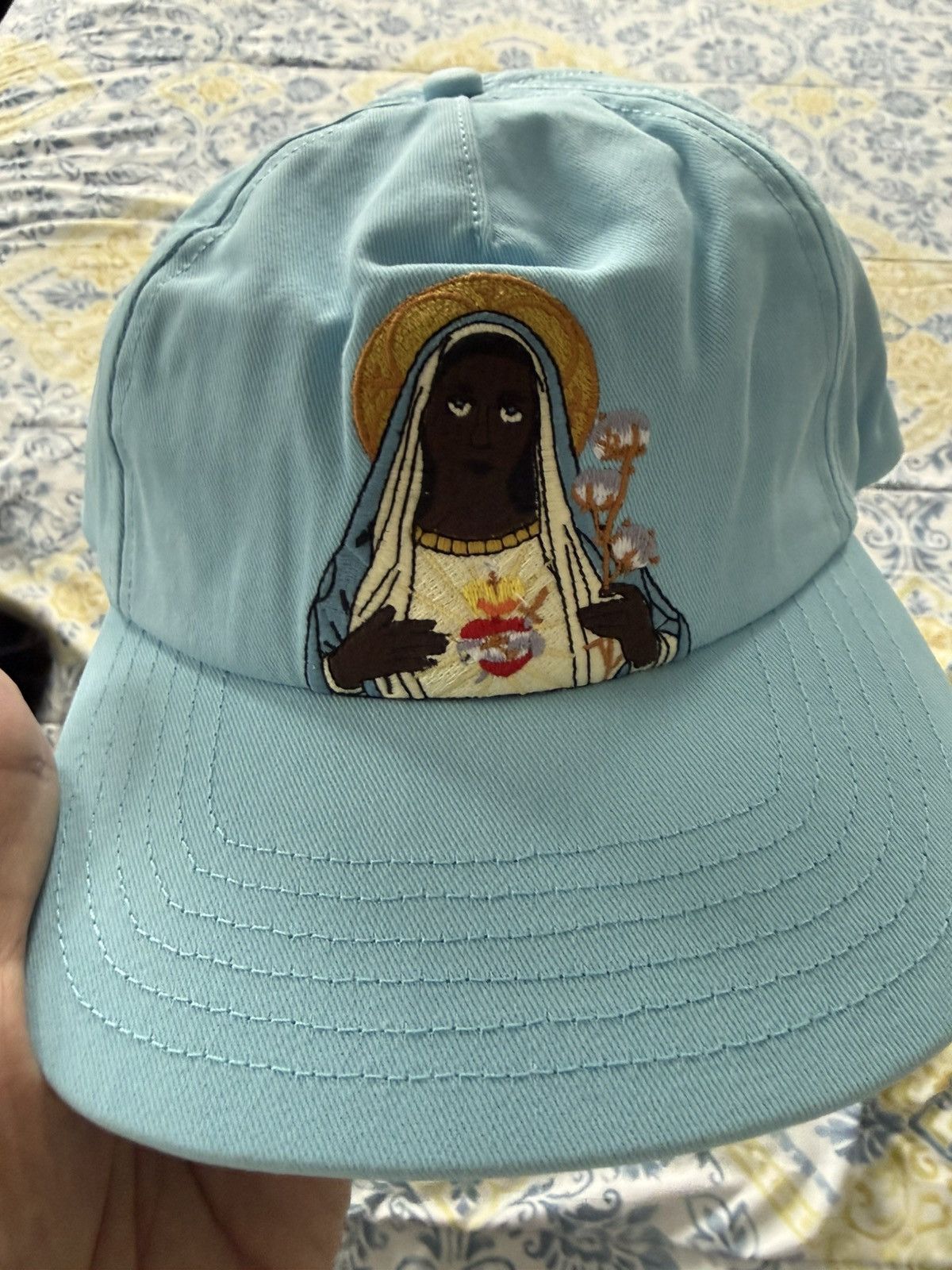 Denim Tears Black Mary Light Blue Hat DENIM TEARS Denim tears black Jesus hat | Grailed main image 3