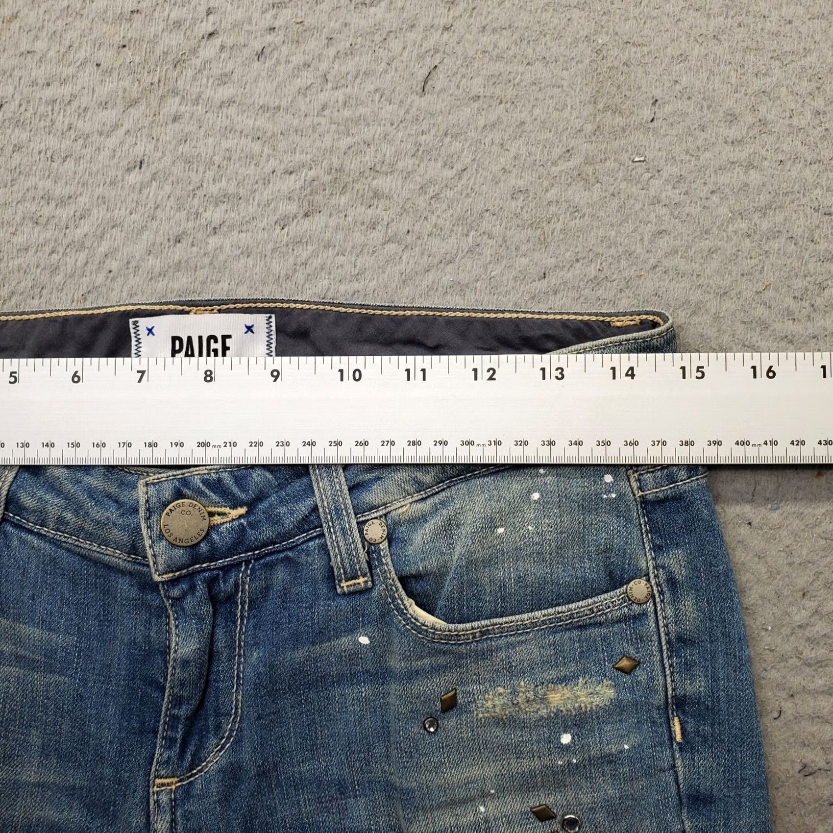 Paige Paige Skyline Ankle Peg Jeans Women Size 26 Denim 5-Pocket Studded Blue Jeans Size 26" / US 2 / IT 38 - 6 Thumbnail
