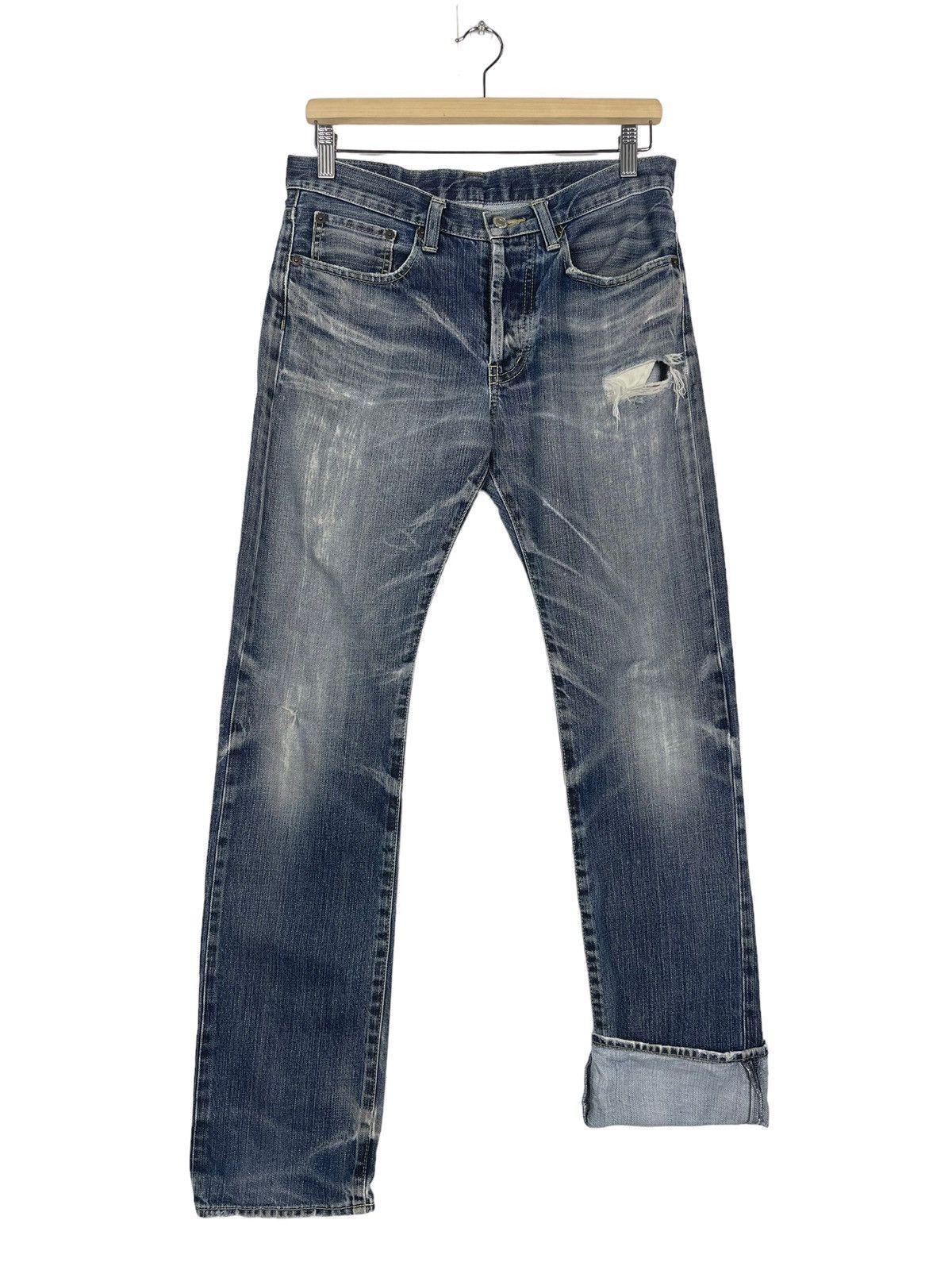 Hysteric Glamour Takeo Kikuchi Ripped Denim Flare Jeans Size US 32 / EU 48 - 9 Thumbnail