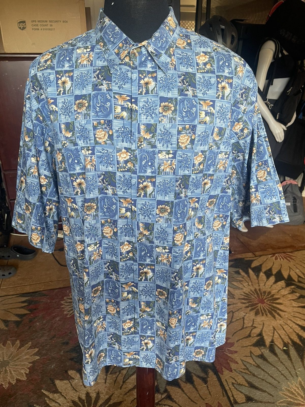 Reyn Spooner Reyn Spooner Hawaiian Print Full Button Blue Men's XXL ...