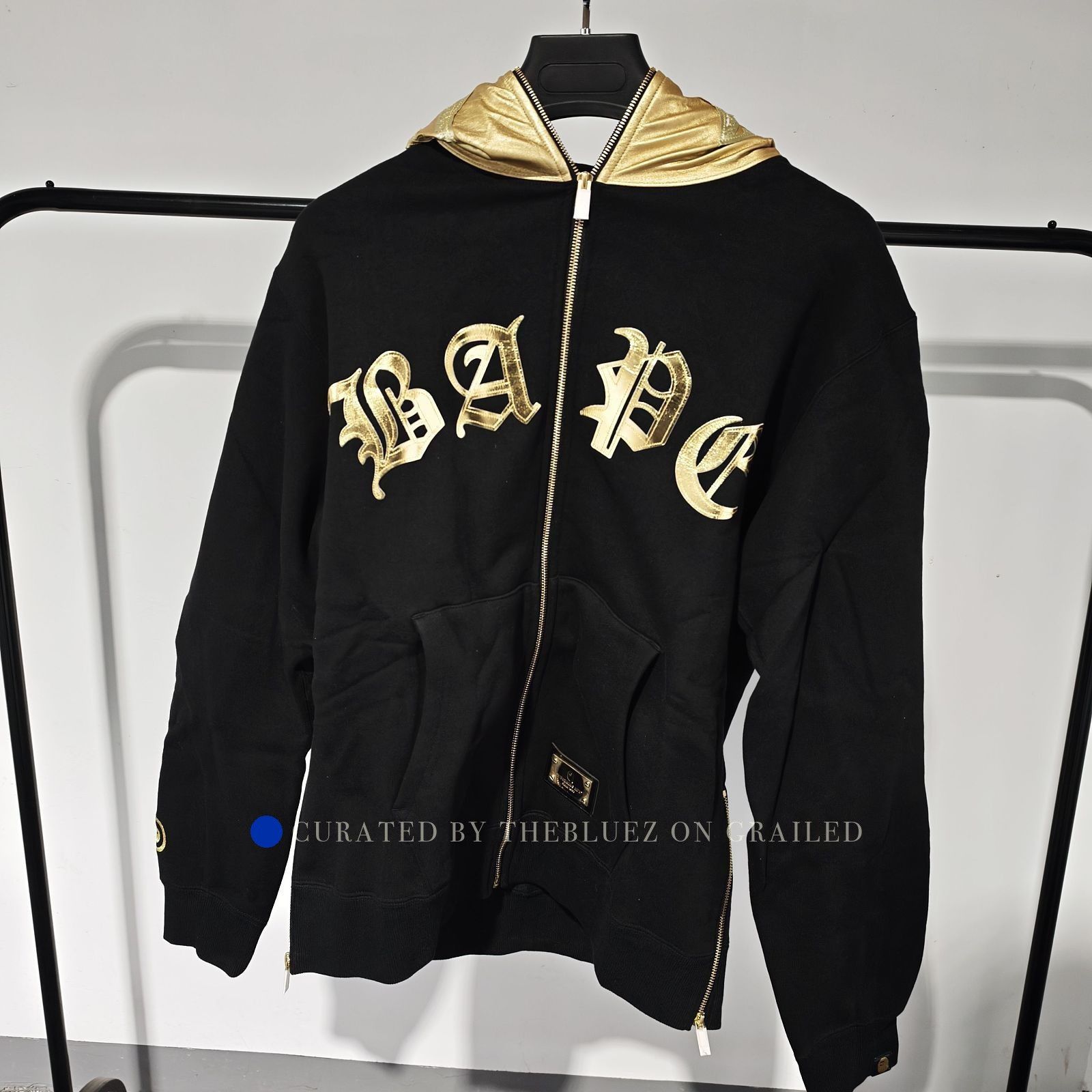 Bape Black XL Zip-Up Hooded Sweatshirt with Gold Accents Size US XL / EU 56 / 4 - 1 Preview