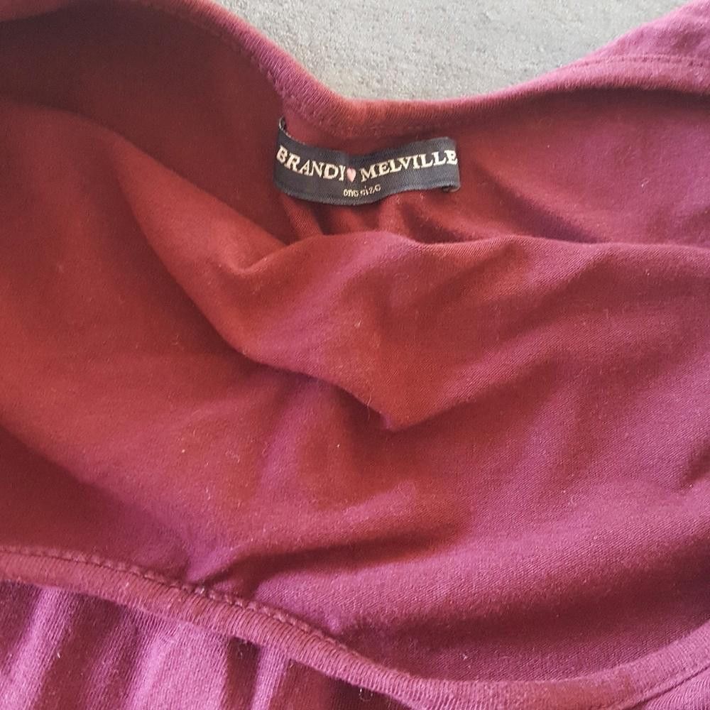 Designer Burgundy Solid Melville Cropped Short Sleeve Size ONE SIZE - 3 Thumbnail