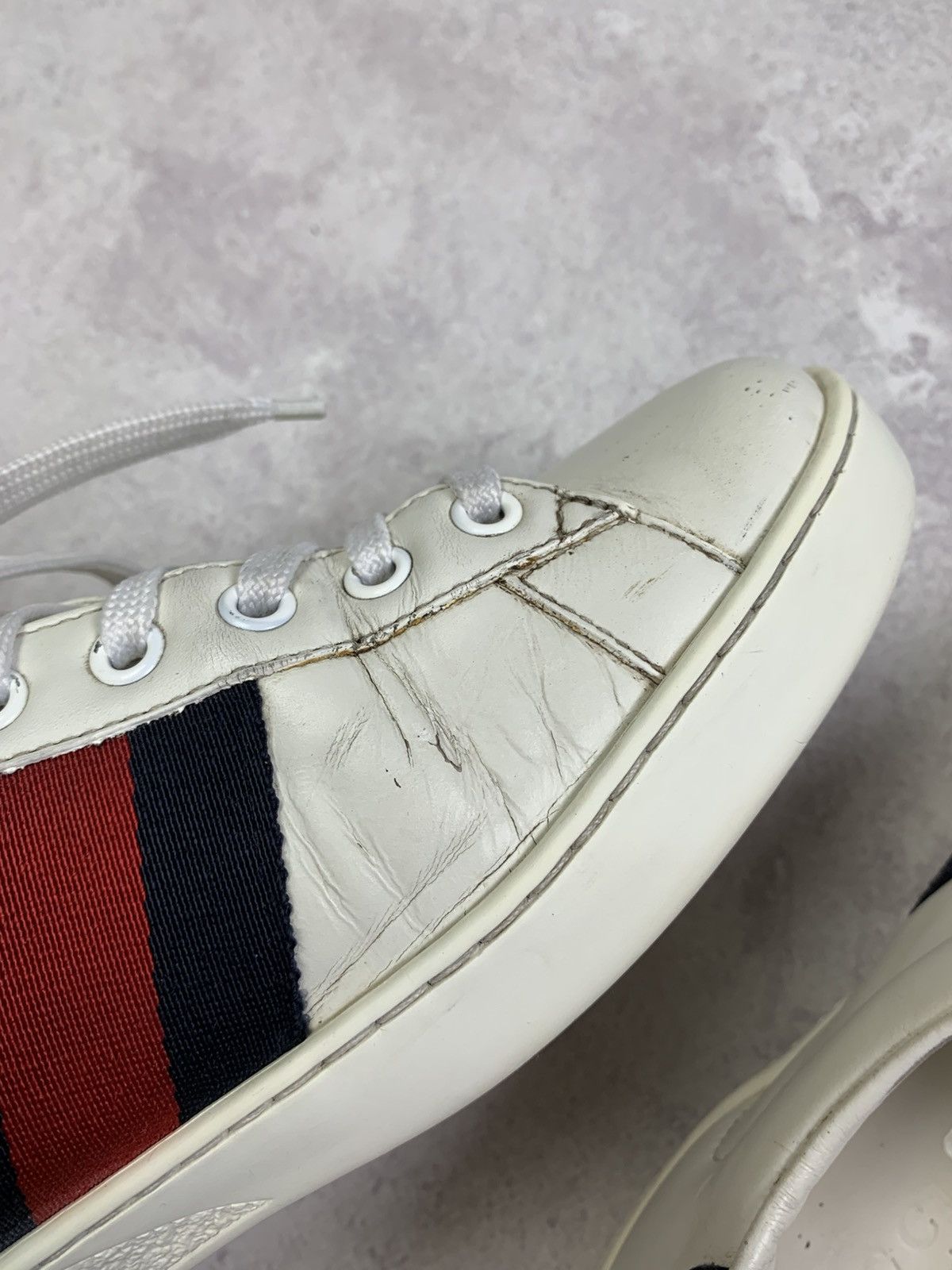 Gucci Gucci Ace White Leather Sneakers with Web Stripe – Size 7 Size US 7.5 / EU 40-41 - 11 Thumbnail