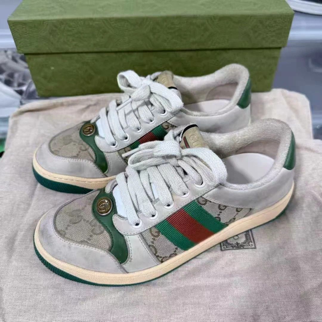 Gucci Gucci Gray Green Distressed Sneakers Women's 36.5 Size US 5.5 / IT 35.5 - 1 Thumbnail