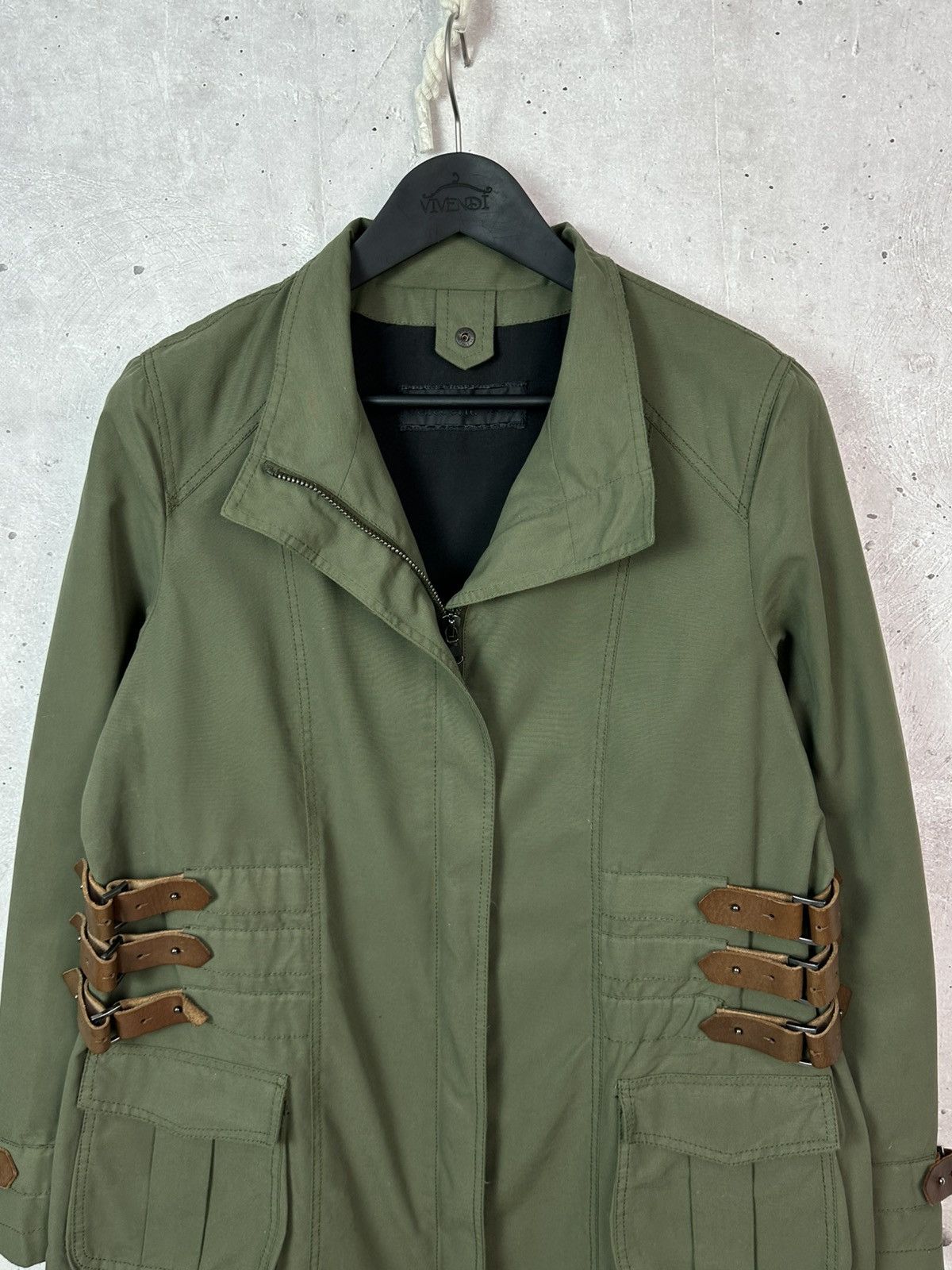 Vintage Benedetta Novi Leather Belts Khaki Made in Italy Jacket Size M / US 6-8 / IT 42-44 - 2 Thumbnail