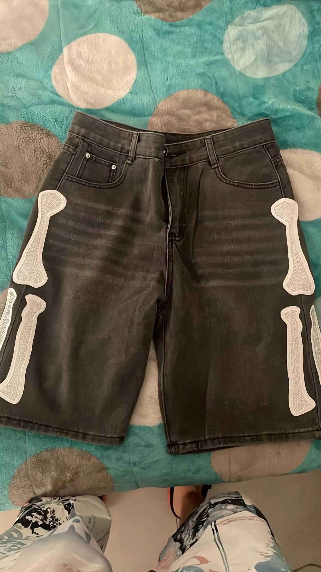 Designer Summer retro skeleton denim shorts Size US 30 / EU 46 - 1 Thumbnail