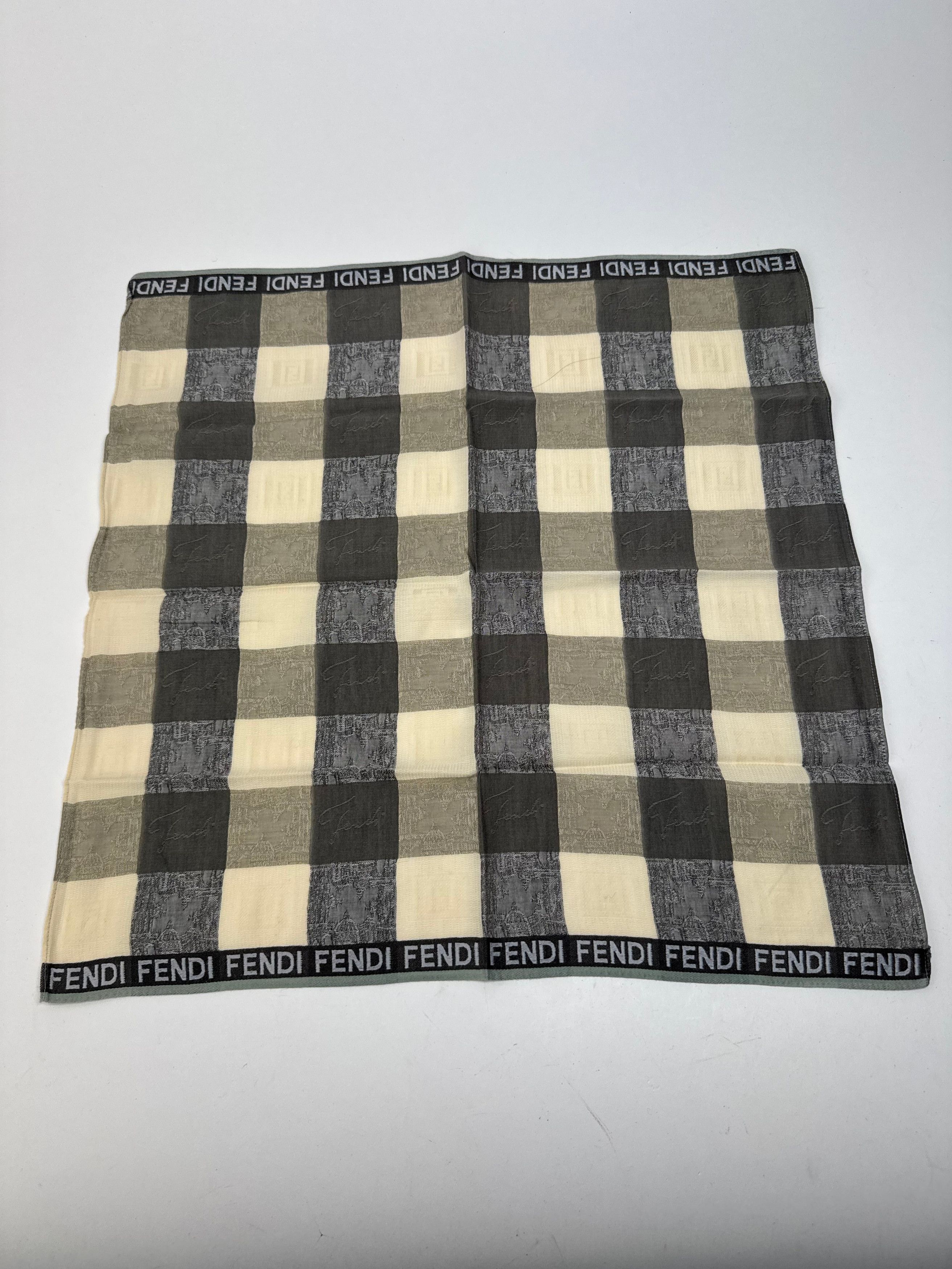 Fendi Vintage Checked Scarf brown beige Size ONE SIZE - 1 Thumbnail