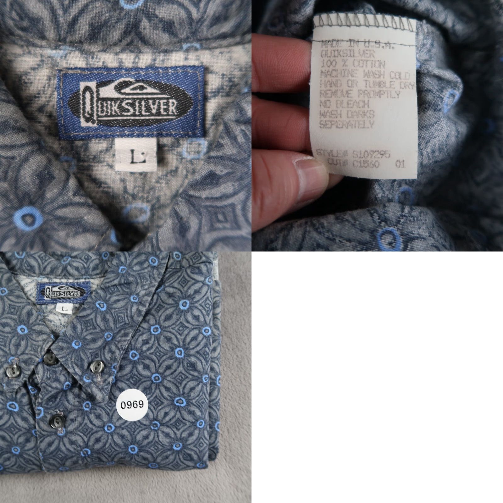 Quiksilver VINTAGE Quiksilver Shirt Mens L Blue 90s Hawaii Geometric Button-Up Short Sleeve Collared 80s 00s Print USA Vintage Size US L / EU 52-54 / 3 - 8 Thumbnail