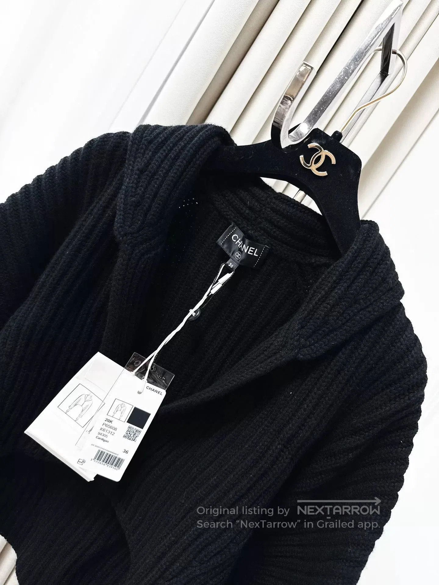 Chanel Chanel Black Knit Cardigan with Curved Hem. Size US S / EU 44-46 / 1 - 2 Thumbnail