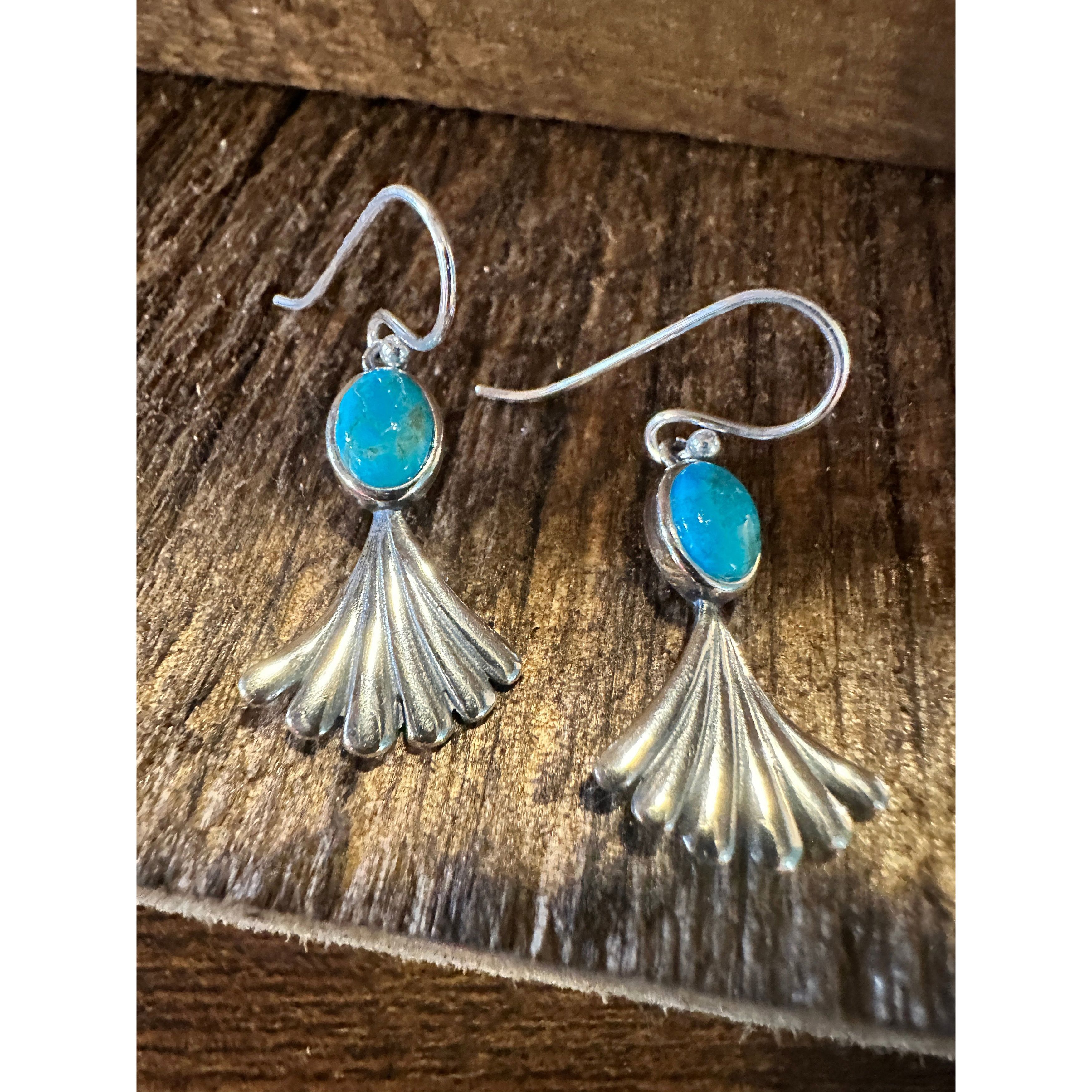 Other Navajo Prayer Turquoise Dangle Earrings in Sterling Silver, Size ONE SIZE - 5 Thumbnail