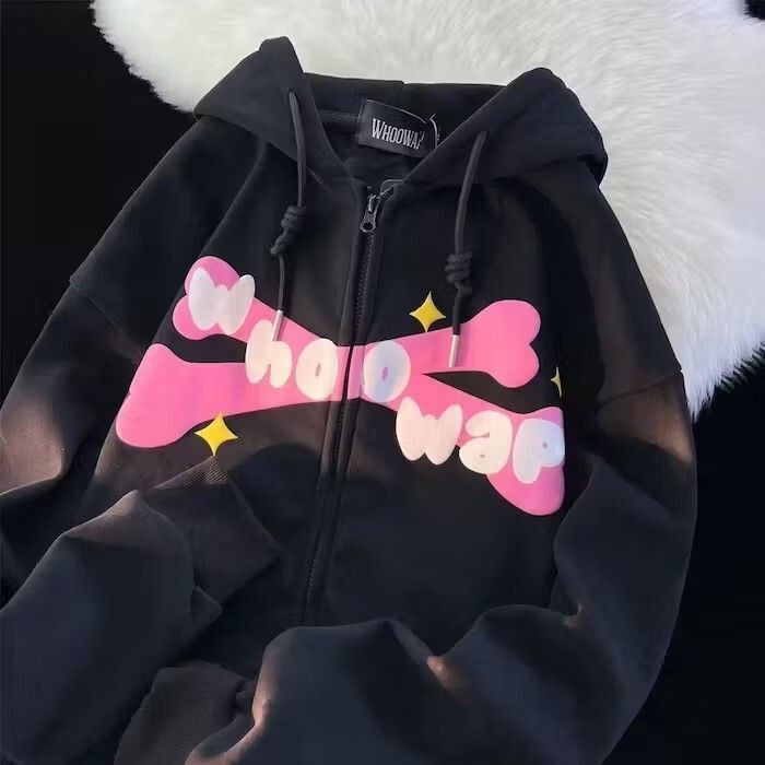 Japanese Brand Black Color Cute Hoodie KPOP Style Size US M / EU 48-50 / 2 - 1 Thumbnail
