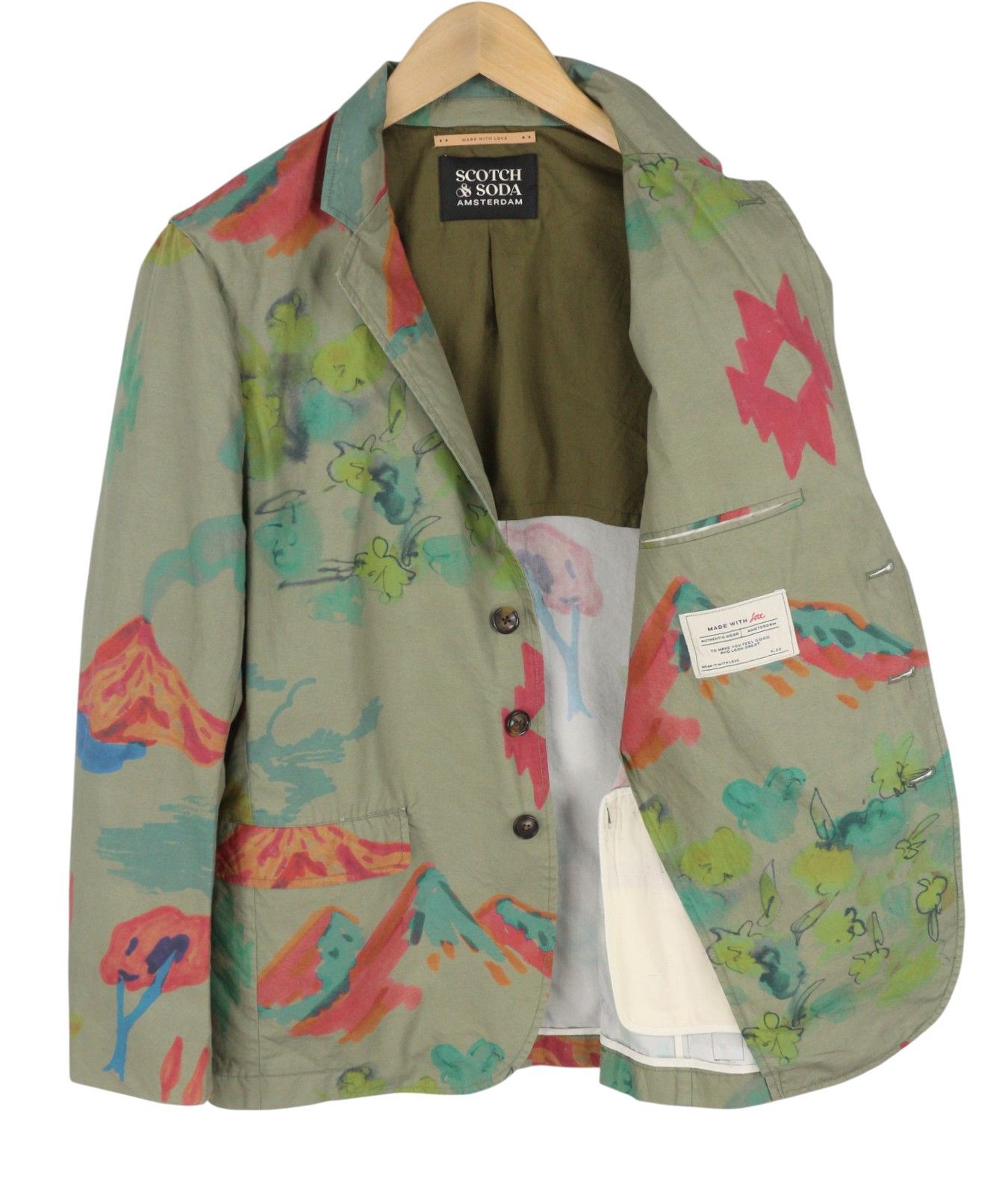Scotch & Soda M Green Patterned Notch Lapel Single Breasted Blazer 91048 Size 38R - 5 Thumbnail
