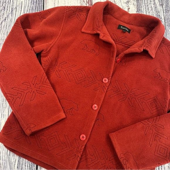 True Grit Vintage True Grit Bear Embroidered Red Fleece Jacket Size L / US 10 / IT 46 - 2 Thumbnail