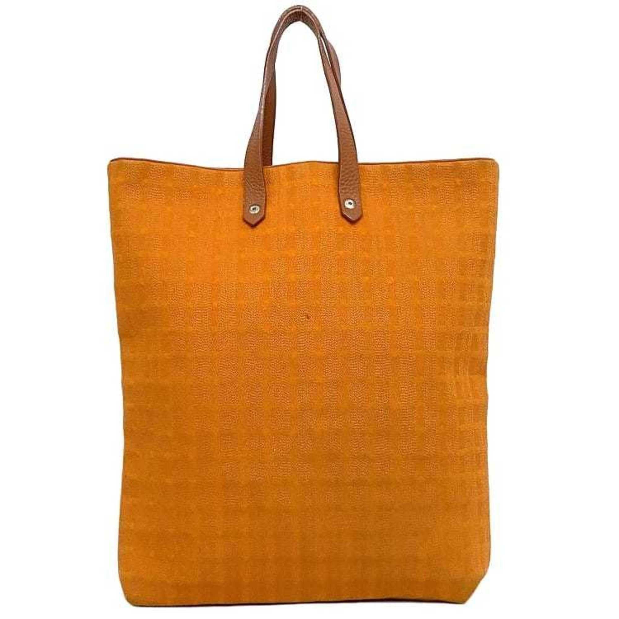 image of Hermes Amedaba Tote Bag Orange Brown Canvas Leather Hermes Women's