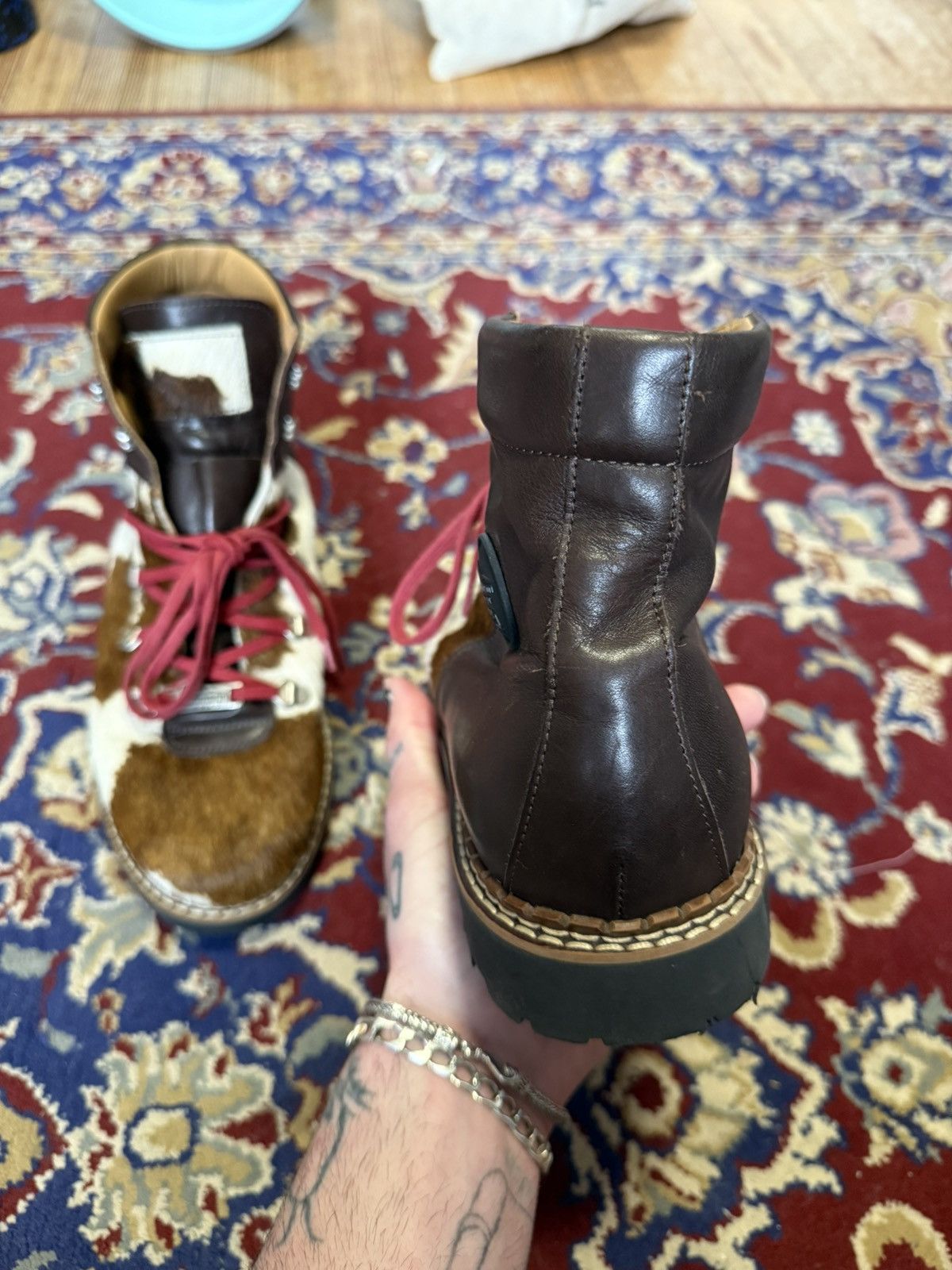 Genuine Leather Ammann Cow Fur Leather Boots Size 44 Mens Made in Italy Size US 10.5 / EU 43-44 - 7 Thumbnail