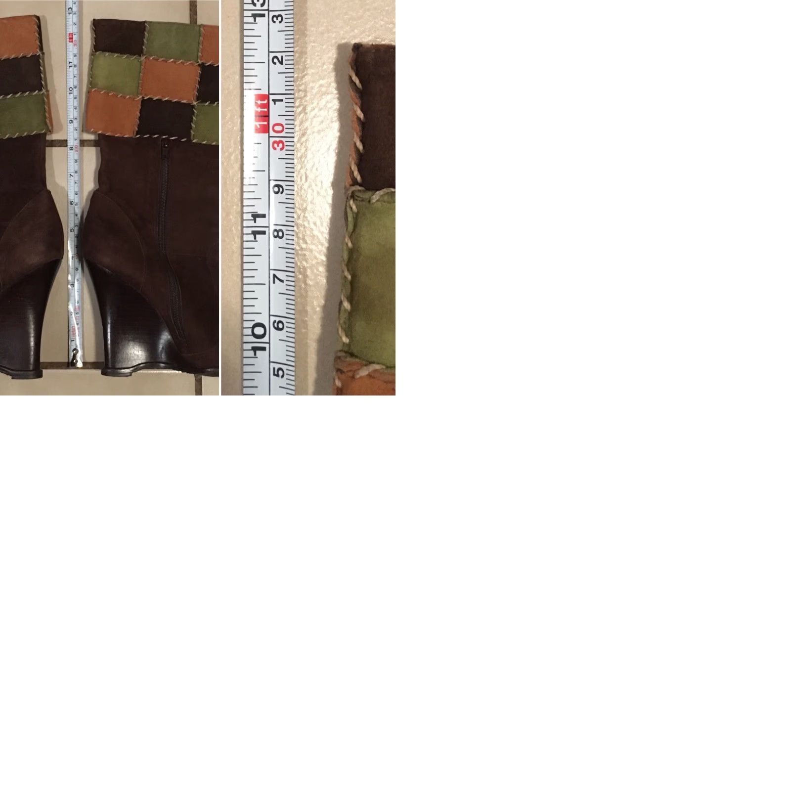 Vince Camuto Vince Camuto Boots Patchwork Suede Mid-Calf Wedge Brown 5.5B Womens Shoes Size US 6 / IT 36 - 9 Thumbnail