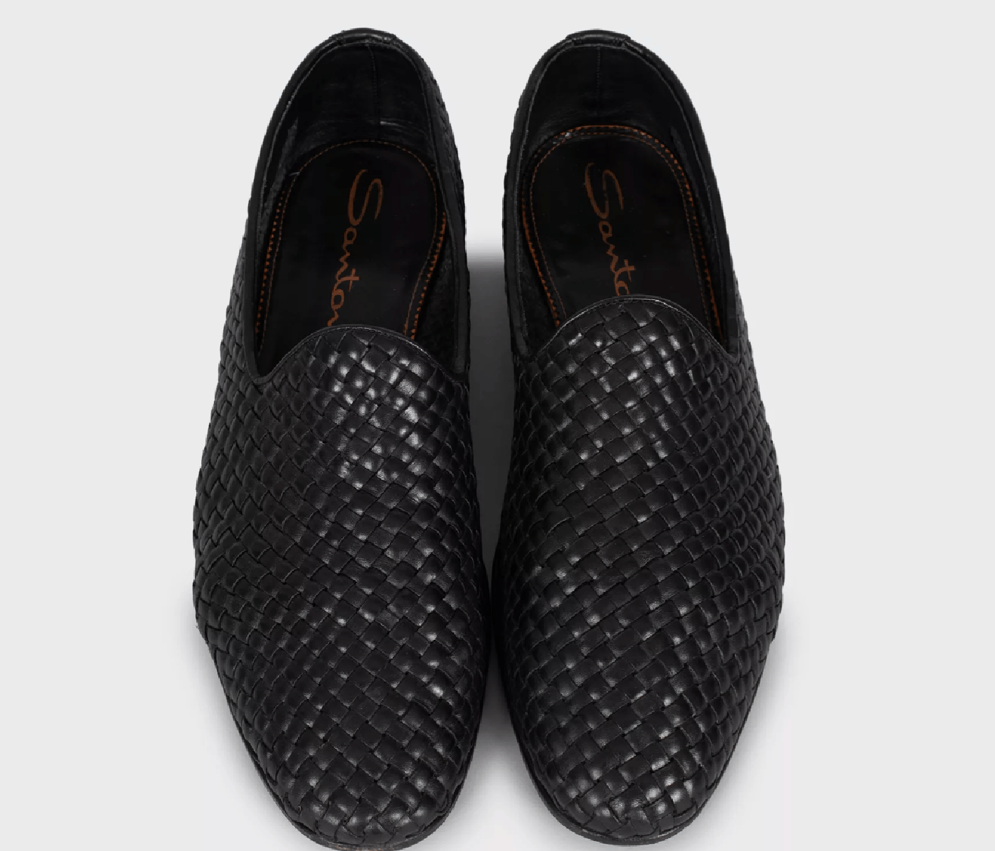 Santoni Santoni Men’s Black Braided Leather Loafers Size US 12 / EU 45 - 2 Thumbnail
