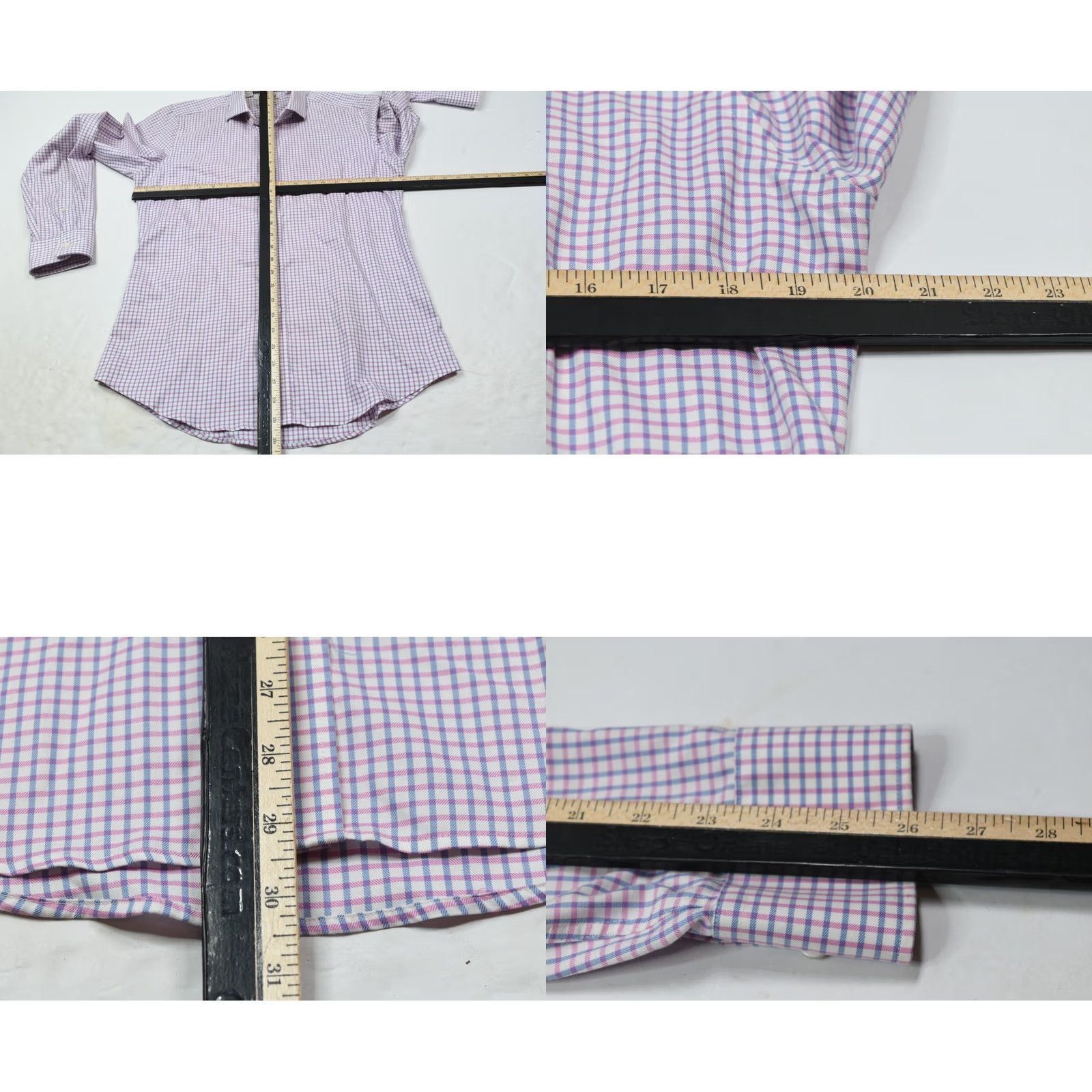 Pinko Twillory Shirt Pink Plaid Long Sleeve Cotton Button-Up Dress Shirt Mens 15.5 15.5in Slim Batched Collar Spread Barrel Cuff Size US M / EU 48-50 / 2 - 8 Thumbnail