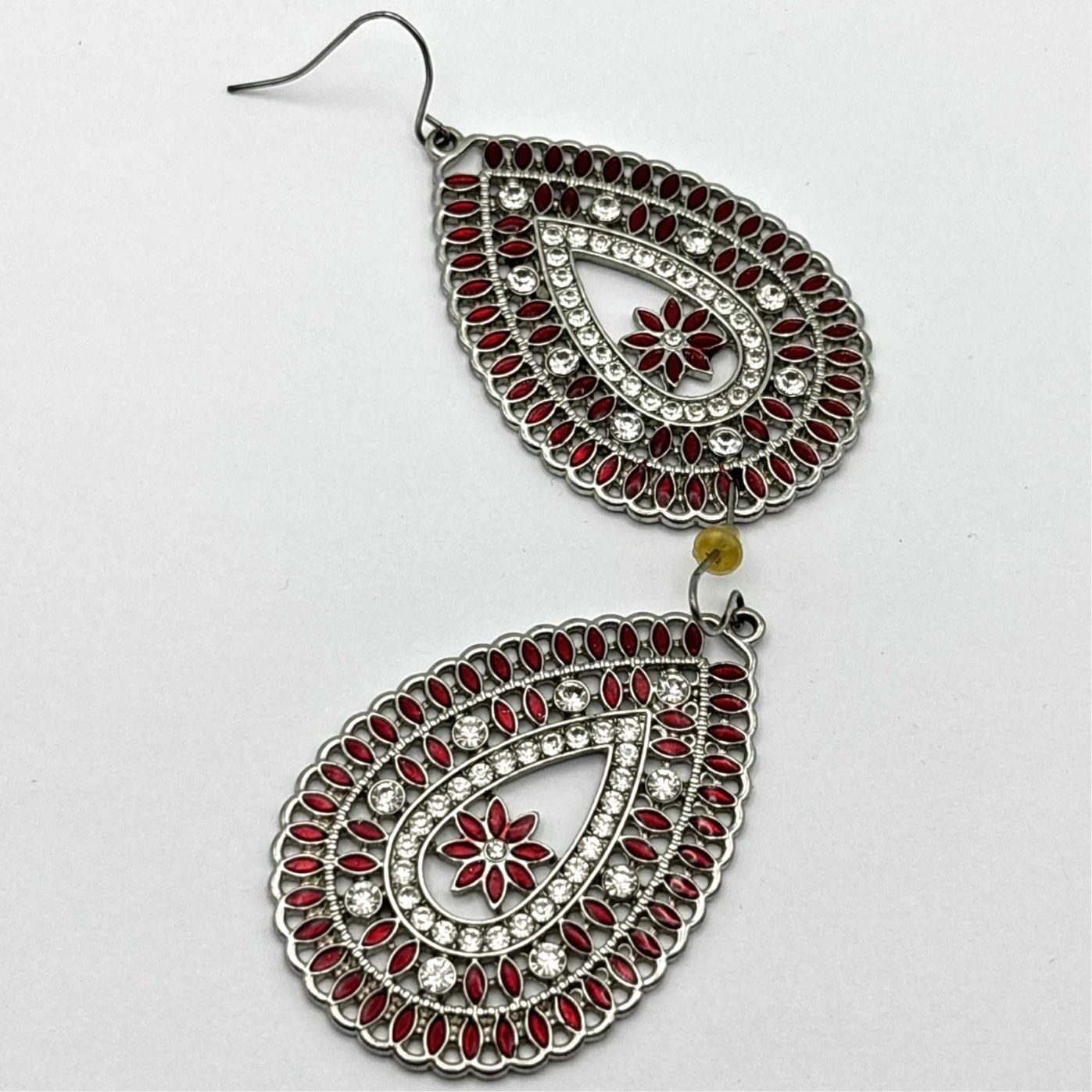 Other Red & Silver Floral Earrings Size ONE SIZE - 3 Thumbnail