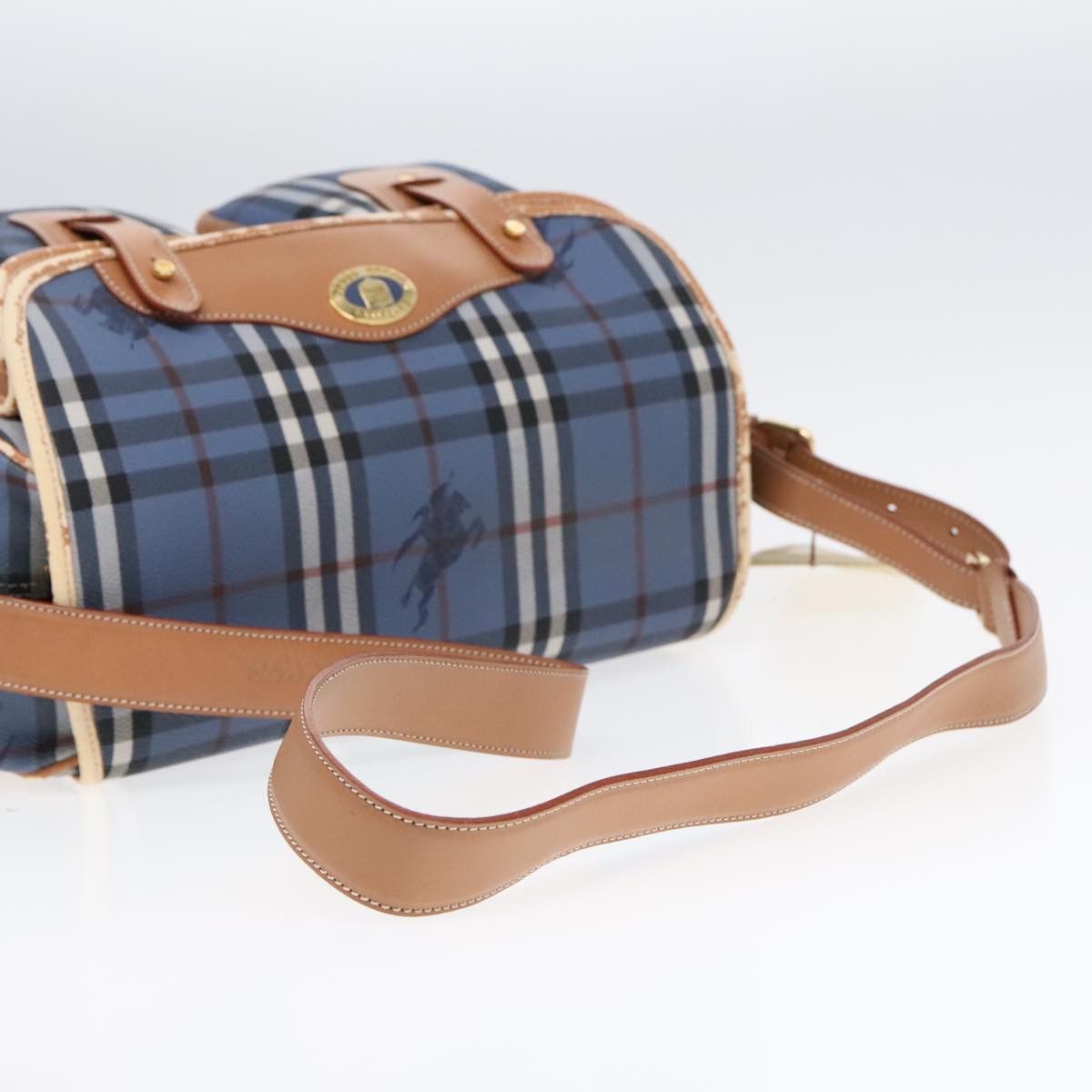 Burberry Burberry Nova Check Shoulder Bag Pvc Leather Blue Gold Size ONE SIZE - 8 Thumbnail