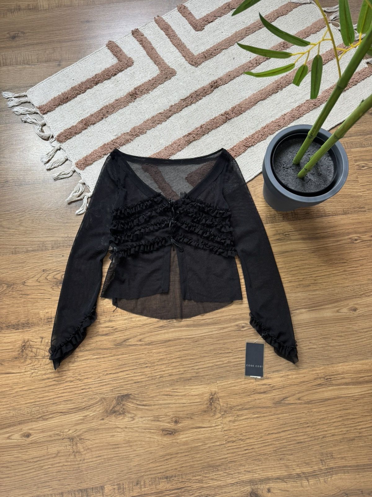 Vintage VINTAGE LACE RUCHES TIE MESH LONG SLEEVE BLOUSE Size S / US 4 / IT 40 - 1 Thumbnail