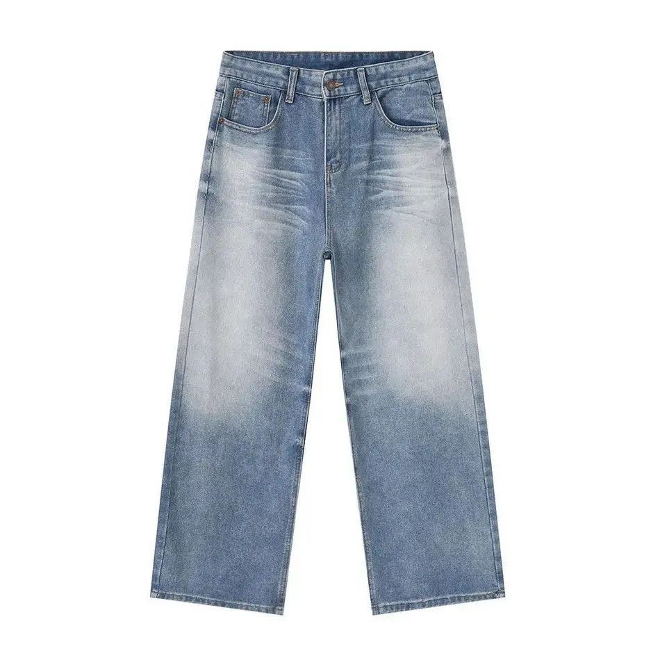 Japanese Brand Retro loose wide leg straight leg jeans Size US 32 / EU 48 - 5 Thumbnail