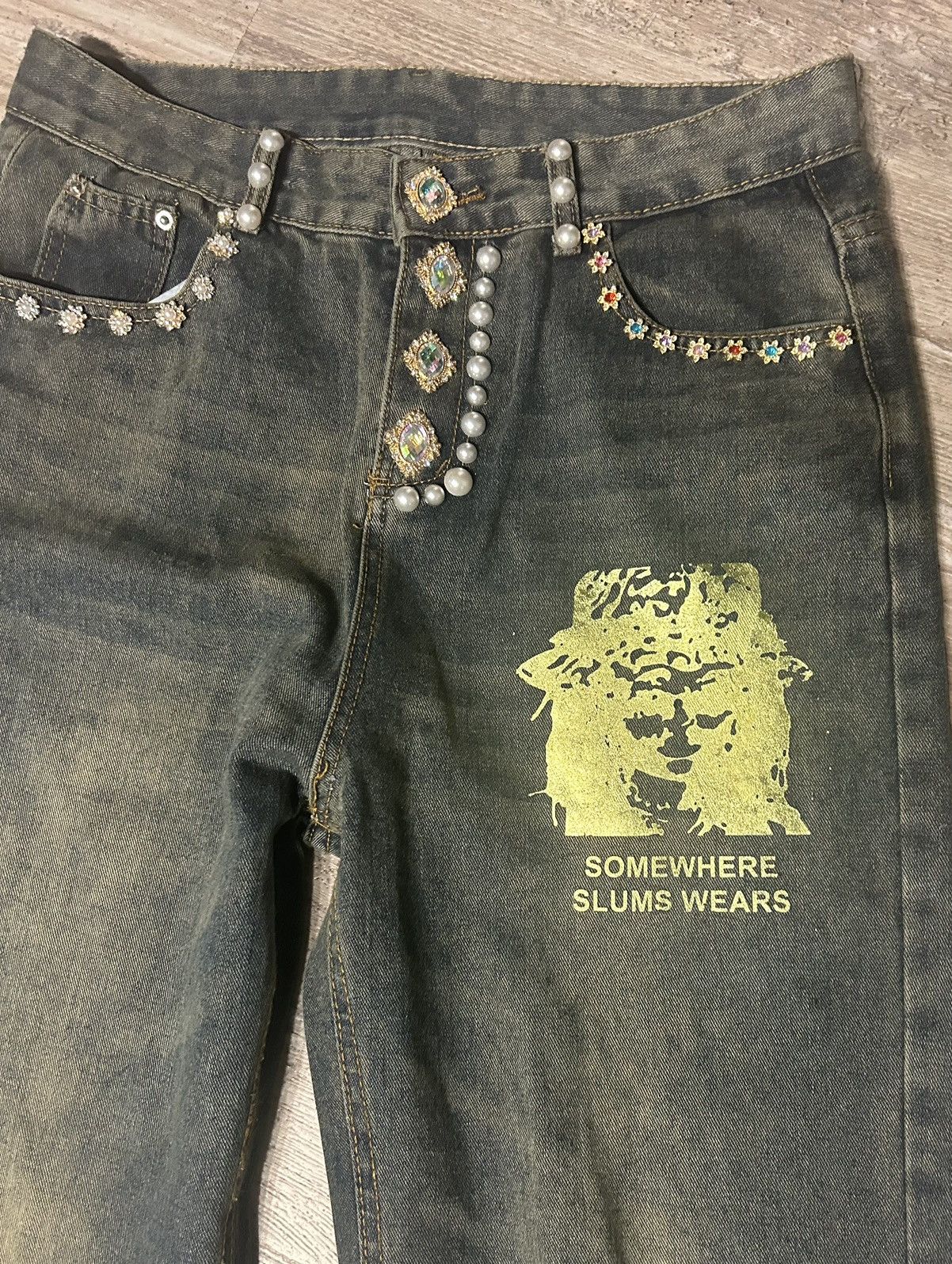 Other Slumxweirdo Concho Rhinstone Denim Stack Size US 31 - 4 Thumbnail