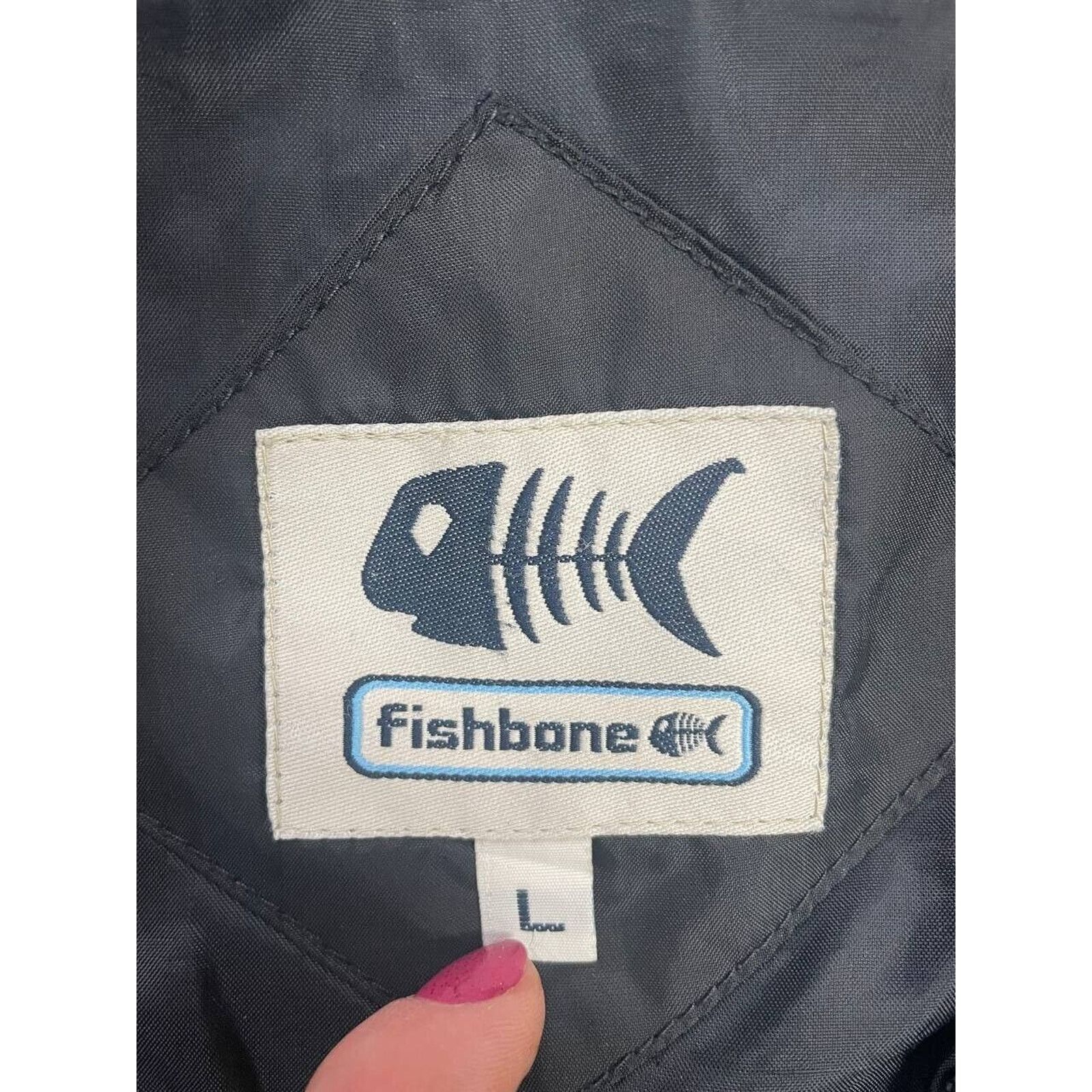 Vintage Vintage Fishbone Black Windbreaker Jacket Hooded Nylon Coat Size US L / EU 52-54 / 3 - 4 Thumbnail